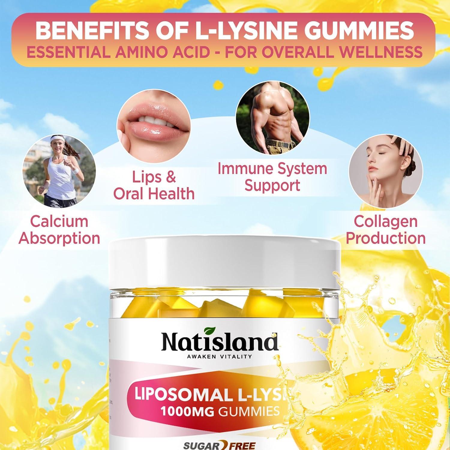 Gomitas de L-Lisina Liposomal 1000mg Natisland 60 Unidades