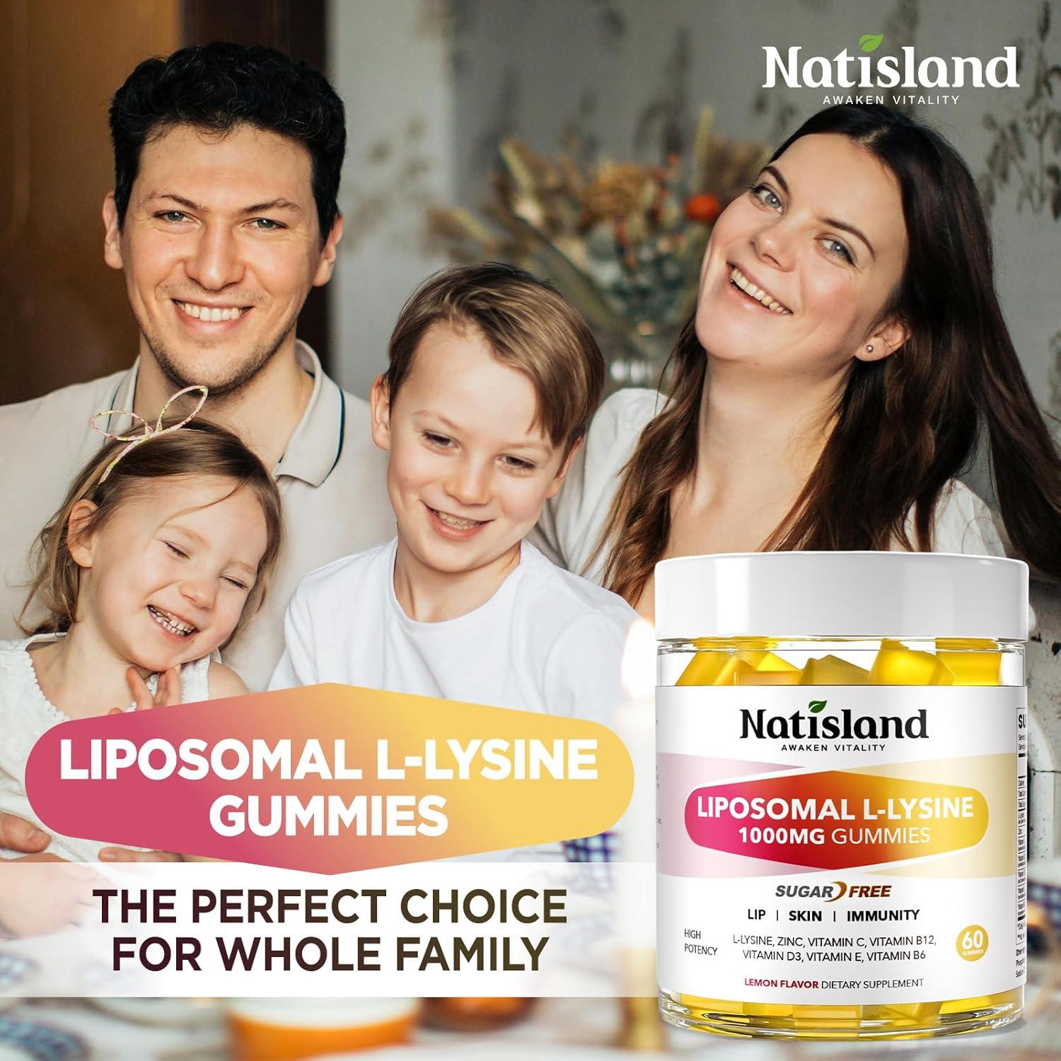 Gomitas de L-Lisina Liposomal 1000mg Natisland 60 Unidades