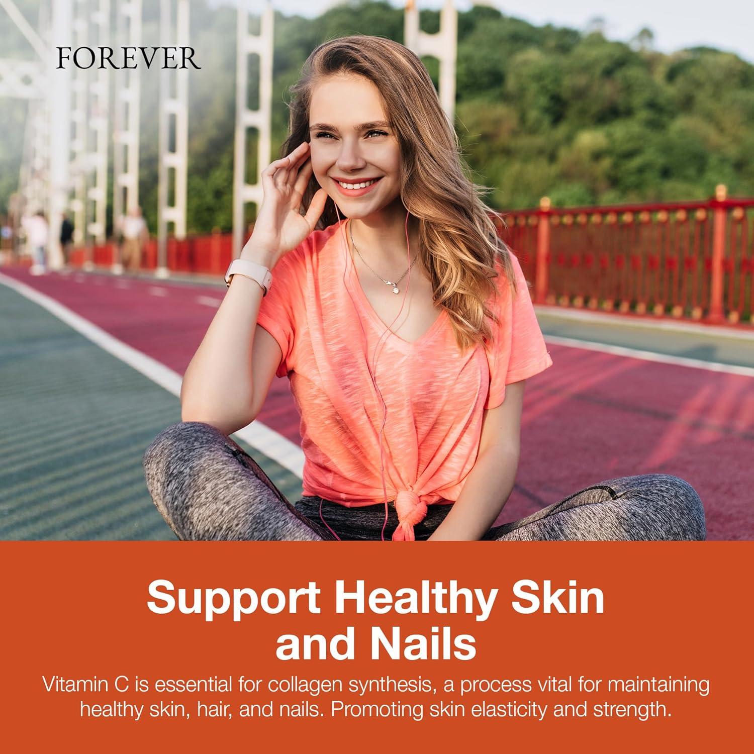 Forever Living - Absorbent-C, Orange and Honey Flavor, Vitamin C Supplement with Oat Bran, Immune Support, Skin Health, 1 Bottle (100 Tablets)