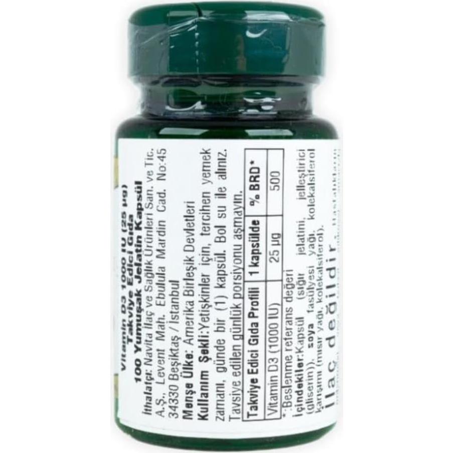 Vitaminas D3 1000 UI Nature's Bounty 120 Gelatinas Blandas