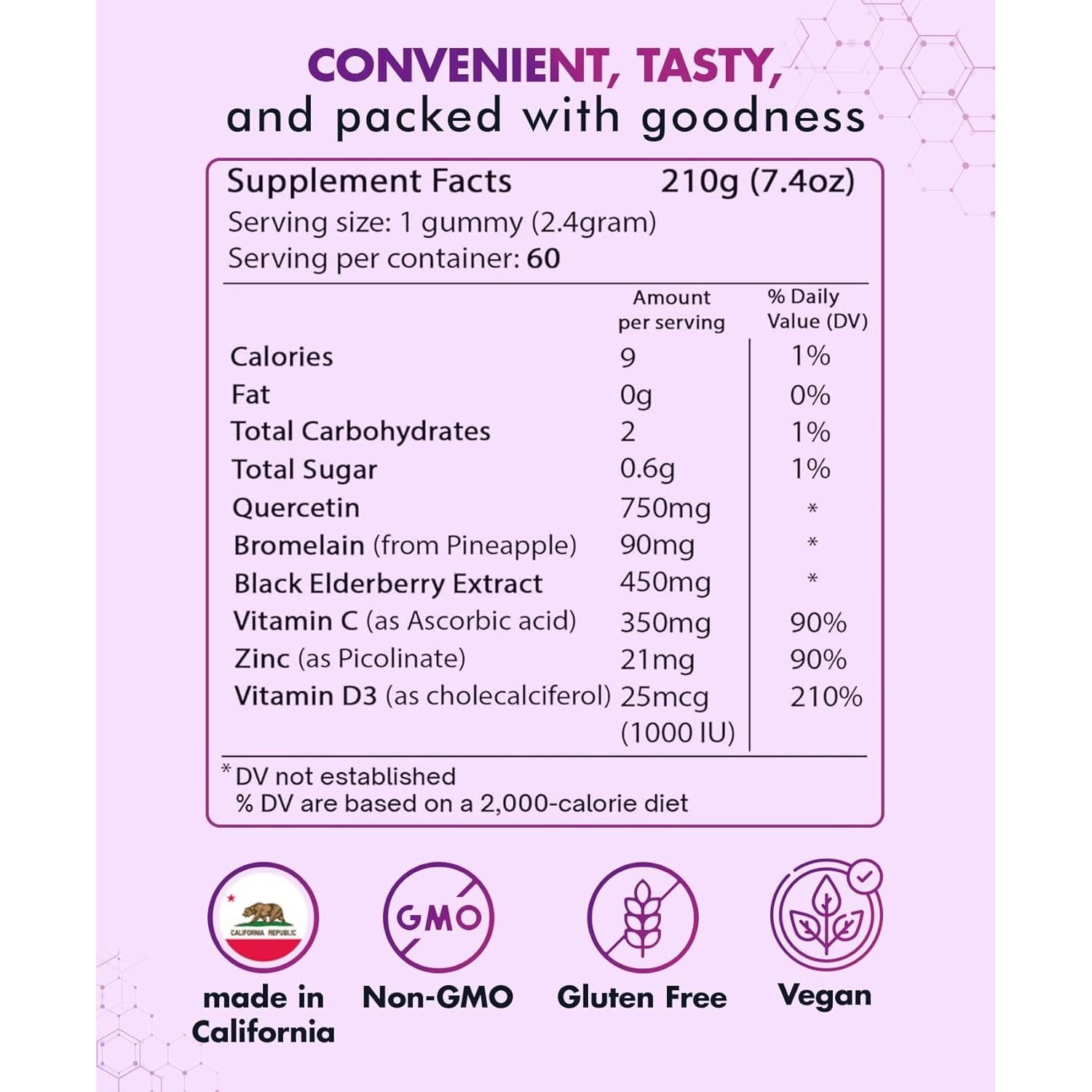 Gomitas de Quercetina BioVitalica 750 mg - Inmunidad 5 en 1