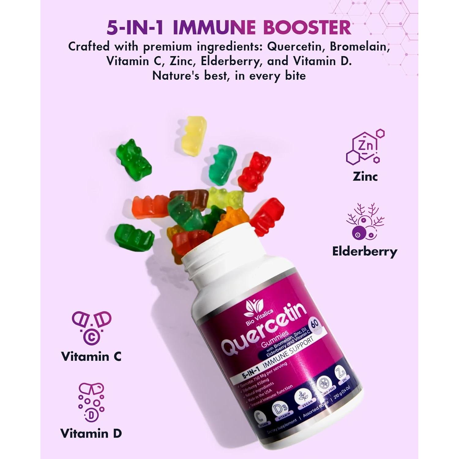 Gomitas de Quercetina BioVitalica 750 mg - Inmunidad 5 en 1