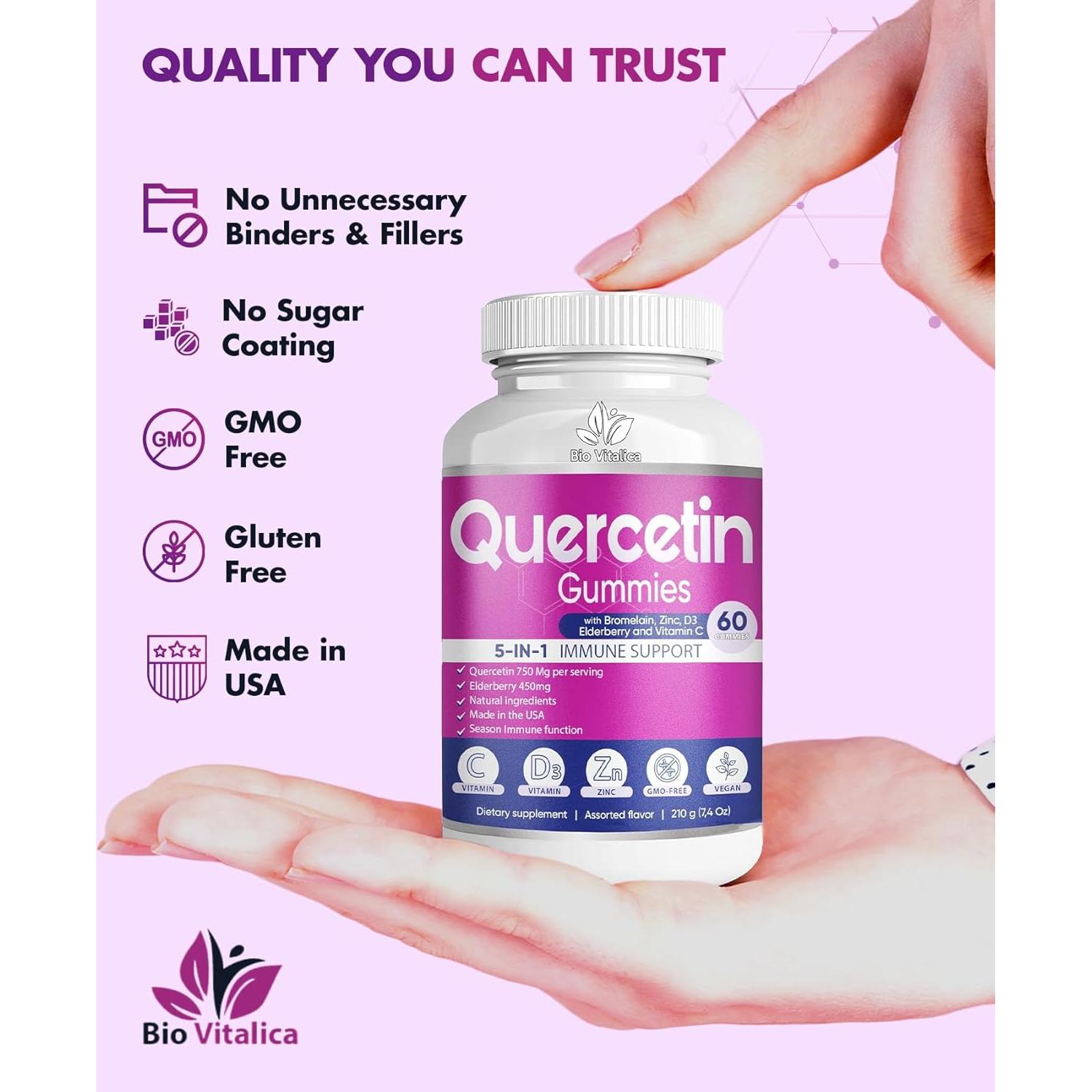 Gomitas de Quercetina BioVitalica 750 mg - Inmunidad 5 en 1