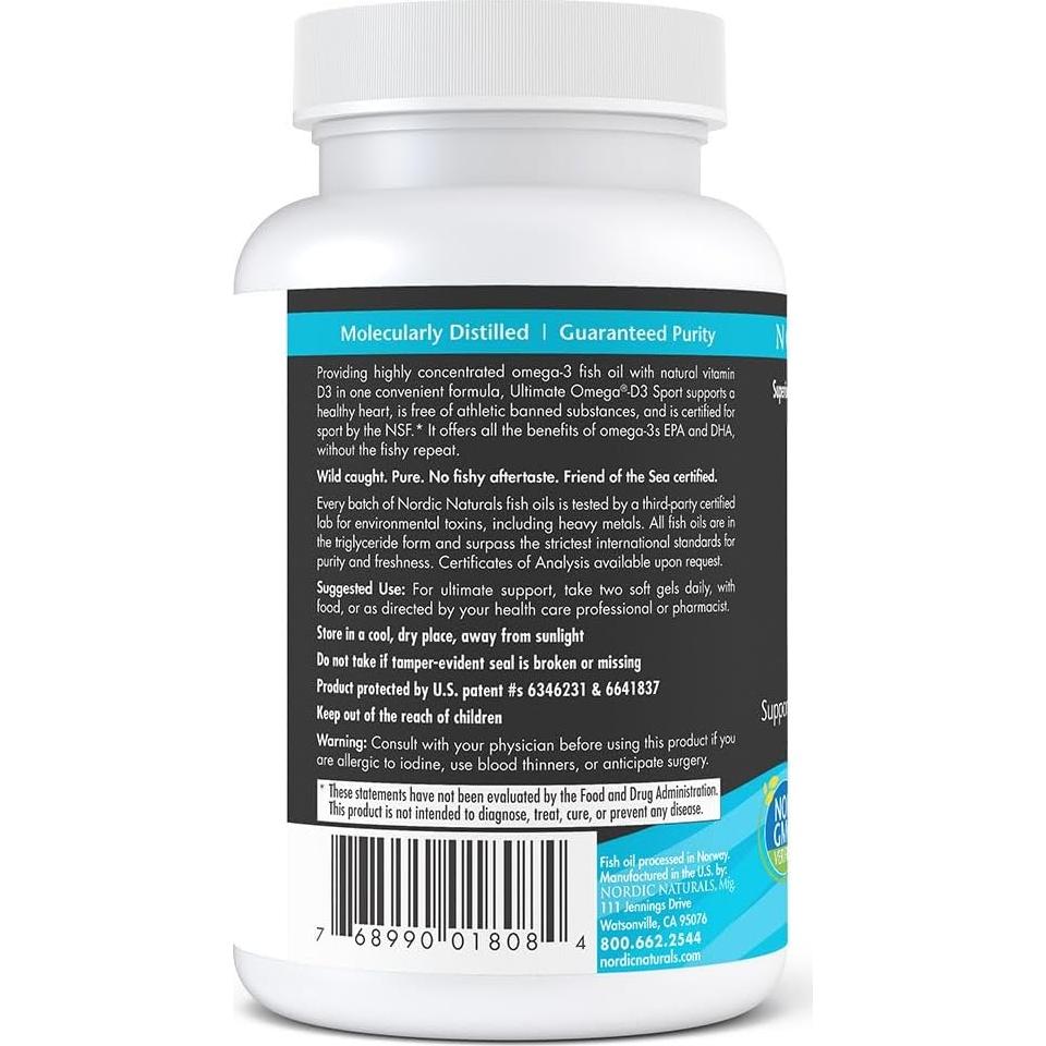 Omega-D3 Sport Ultimate Nordic Naturals 60 Geles Blandos 1480 mg Omega-3