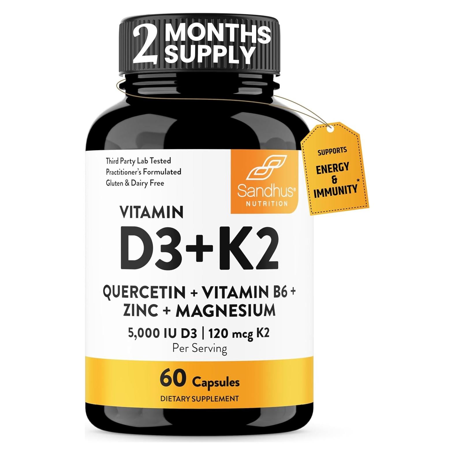 Cápsulas de Magnesio D3 K2 5000 UI Sandhu 60 Unidades