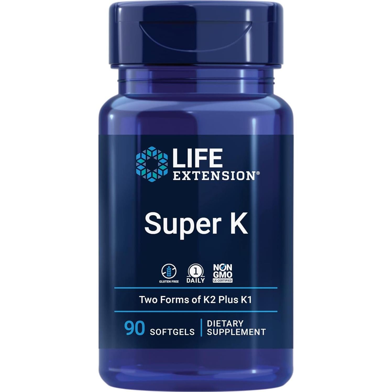 Life Extension Super K Vitamina K1 K2 y NAC 90 Cápsulas