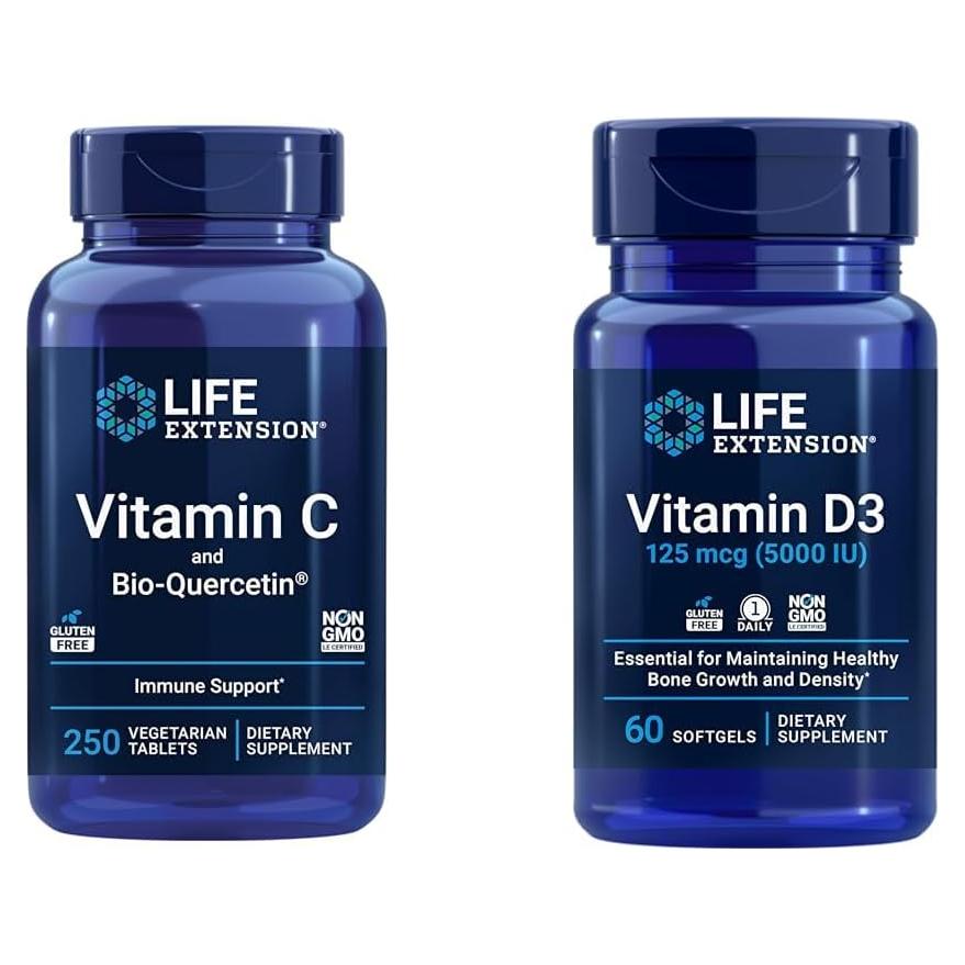 Life Extension Vitamina C 1000mg + Quercetina + D3 125mcg - 250 Tabletas