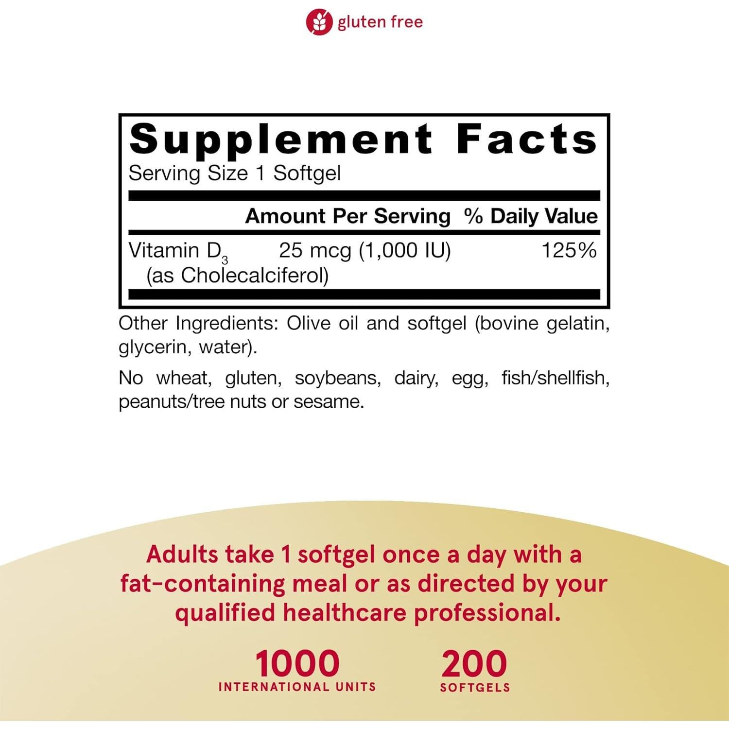 Vitamina D3 25 mcg Jarrow Formulas 200 Gelatinas Blandas