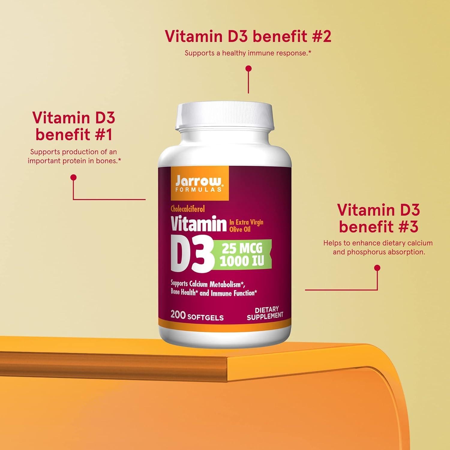 Vitamina D3 25 mcg Jarrow Formulas 200 Gelatinas Blandas