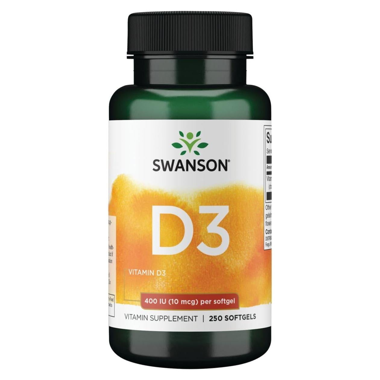 Swanson Vitamina D3 400 IU 250 Cápsulas - Salud Ósea