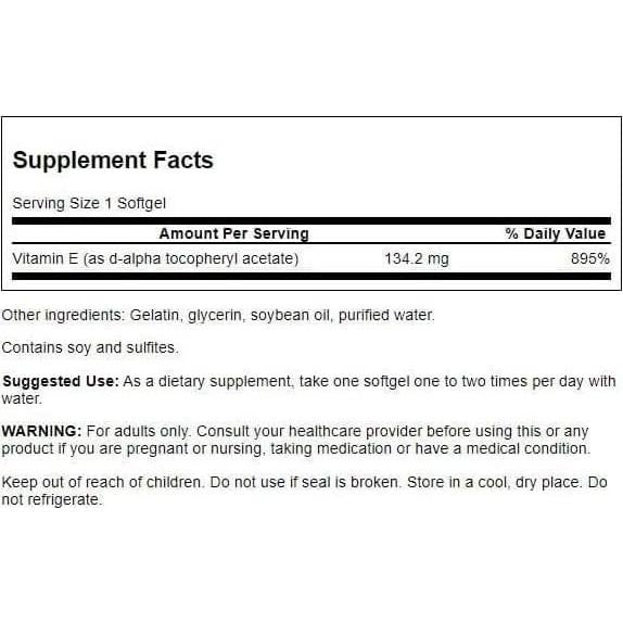Swanson Vitamina E Natural 200 UI - 250 Gelatinas Blandas
