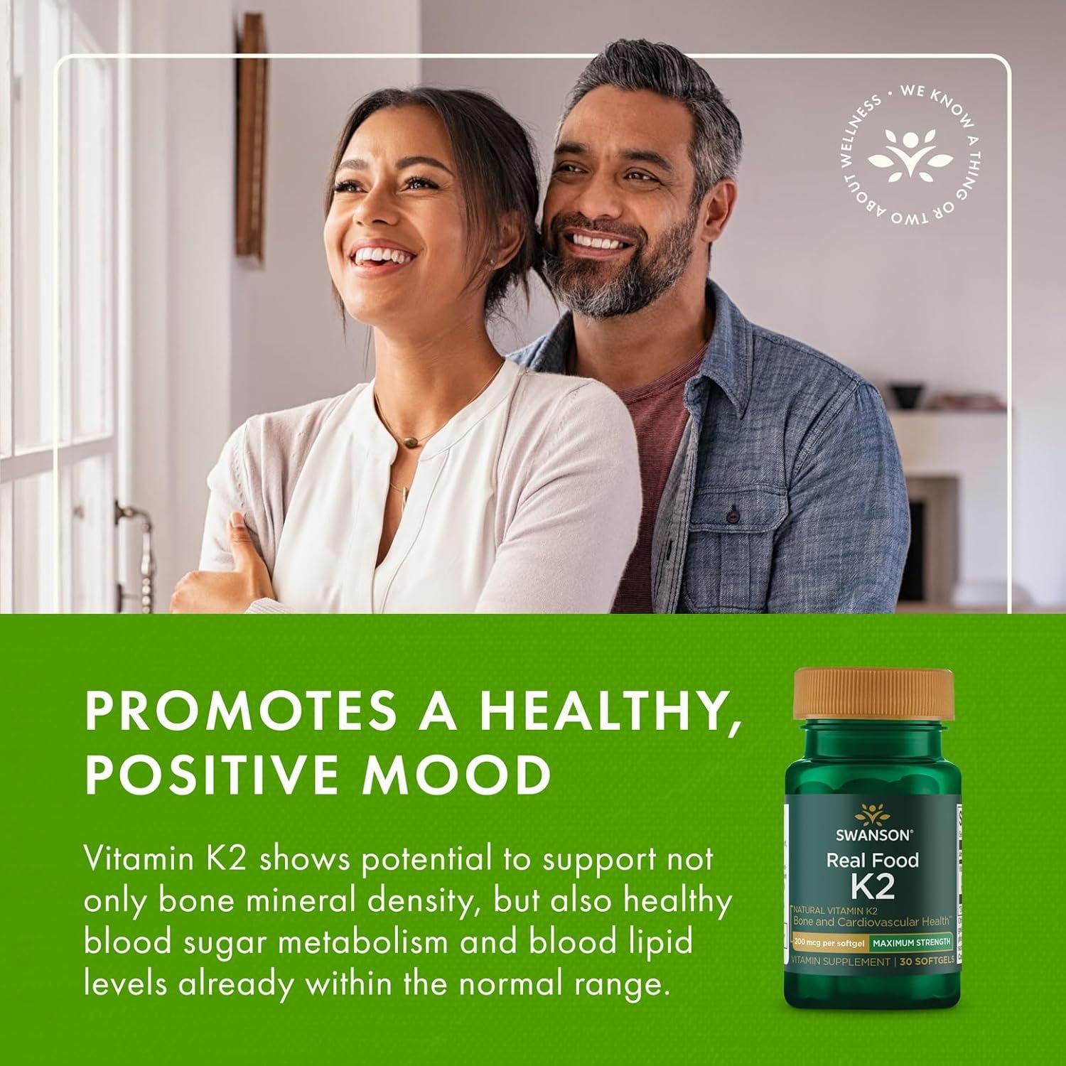 Suplemento Vitamina K2 Swanson 200 mcg - 30 Gelatinas Blandas