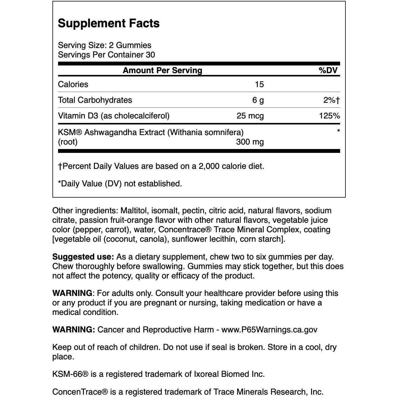 Gomitas de Ashwagandha y Vitamina D Swanson 60 unidades
