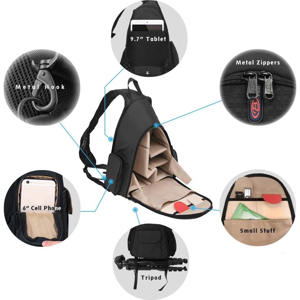 Mochila de cámara DSLR impermeable Paul con compartimento para laptop