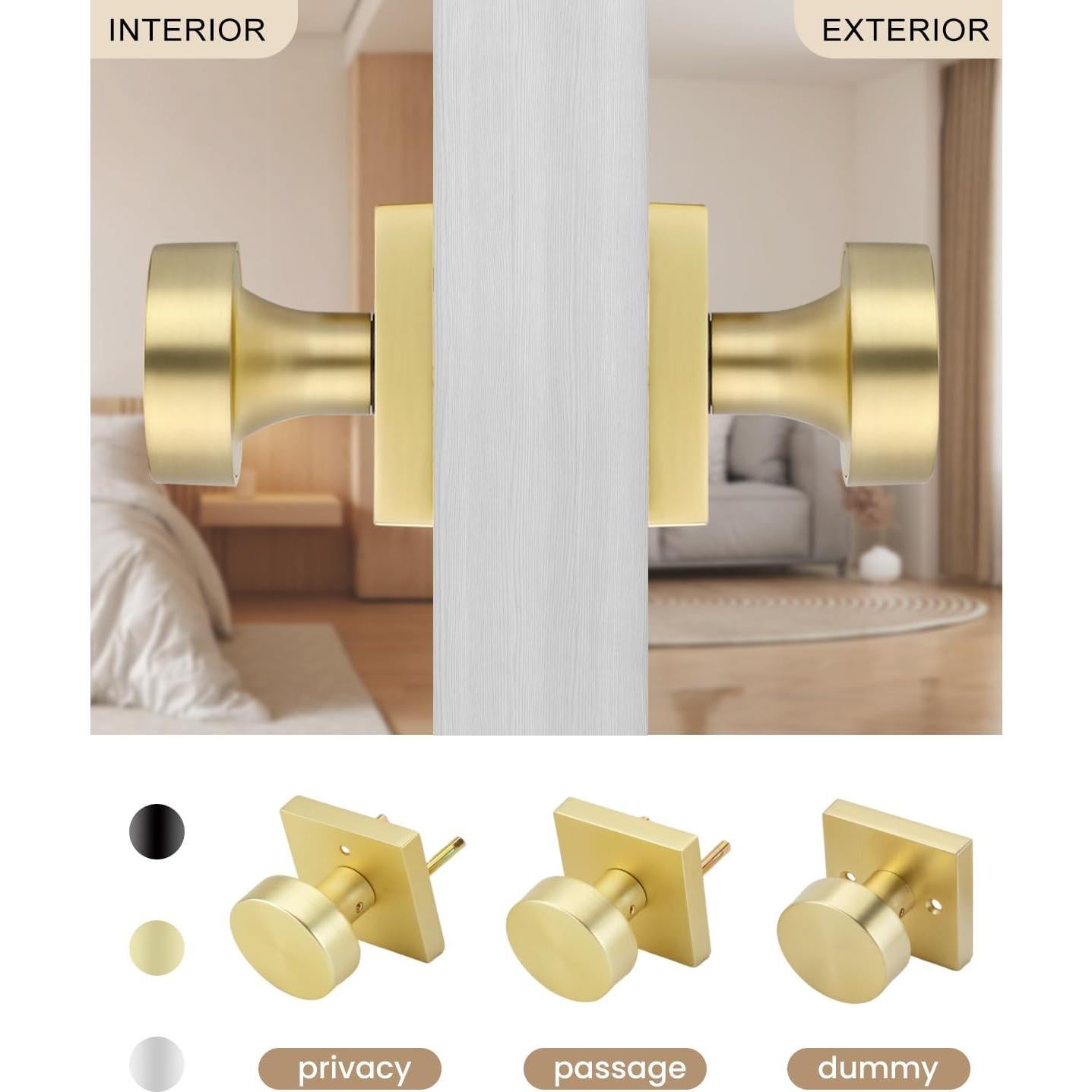 Perilla de Puerta Dummy Haidms Oro Cepillado 2 Piezas