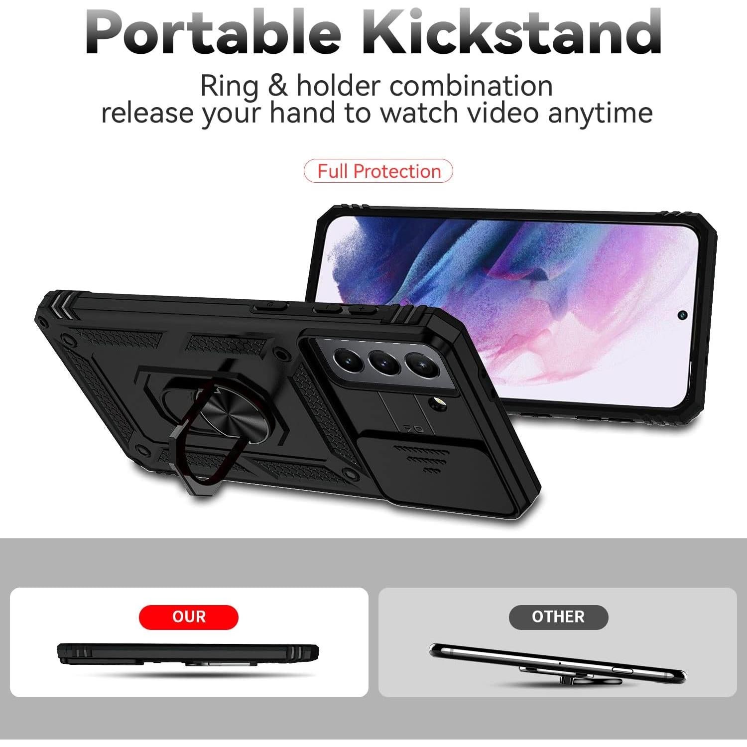 Funda protectora Samsung Galaxy S21 5G con soporte y cámara