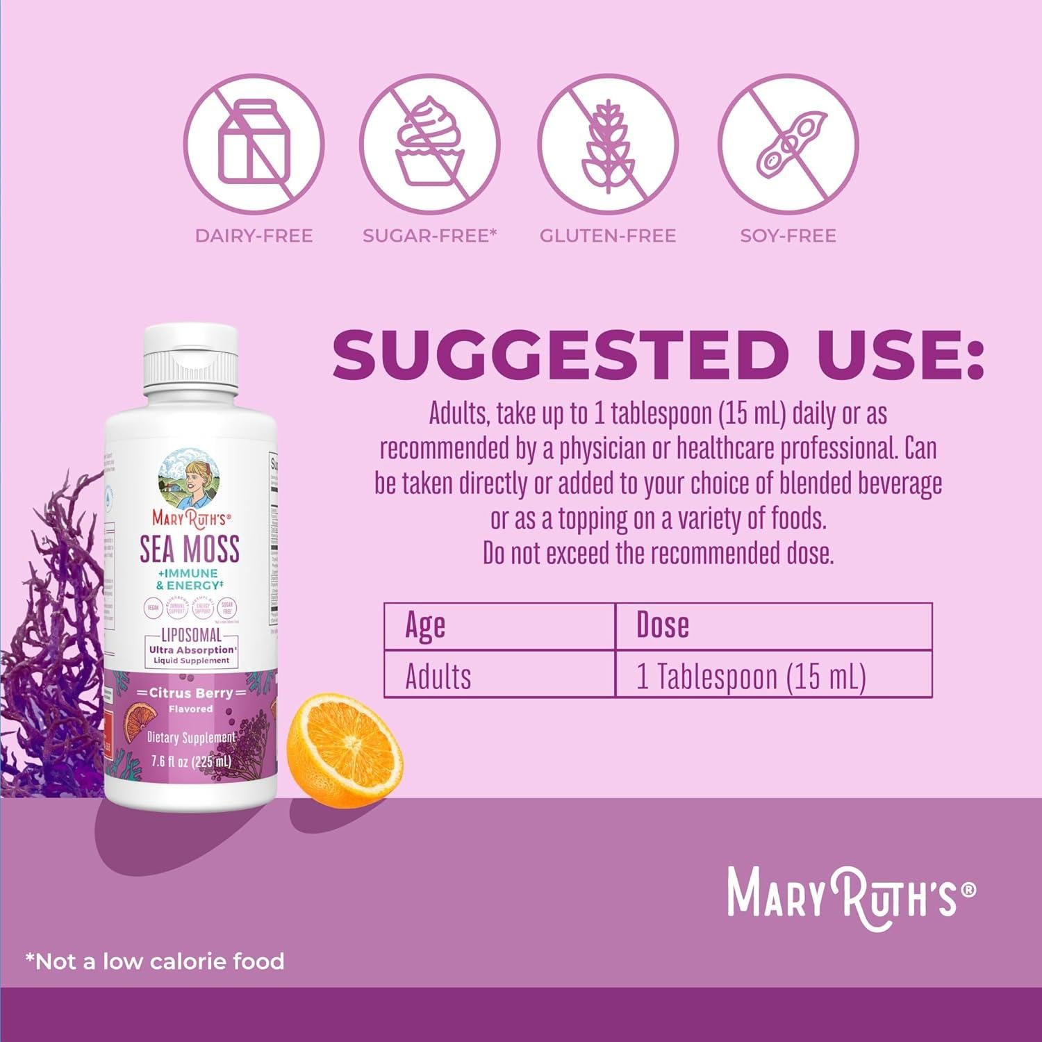MaryRuth Organics Musgo Marino Liposomal y Multivitamínico Mujer
