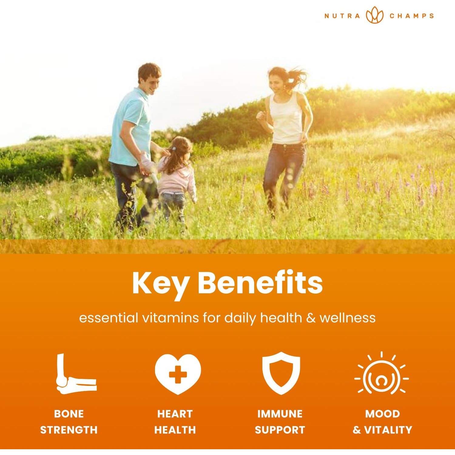 Gotas de Vitamina D3 K2 NutraChamps 5000 UI para Niños y Adultos