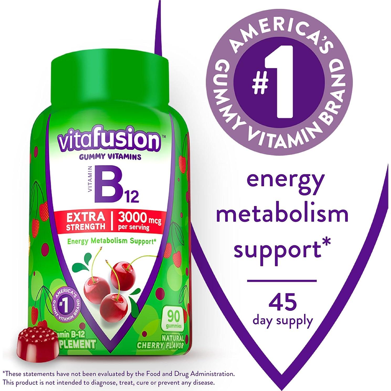 Vitafusion Gomitas de Vitamina B12 90 y 60 Conteos Sabor Fruta