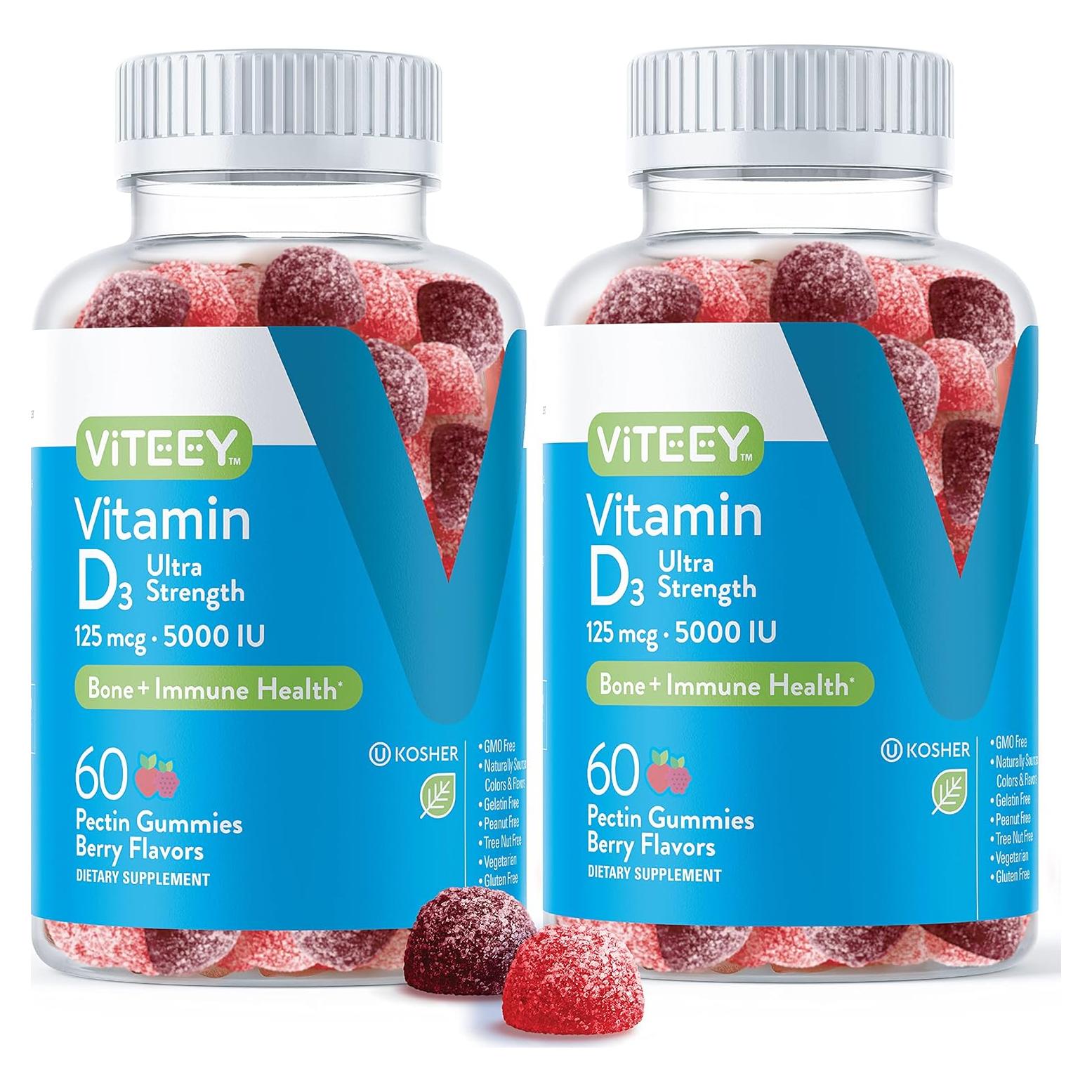 Gomitas de Vitamina D3 Viteey 5000 IU - 120 Unidades Vegetarianas