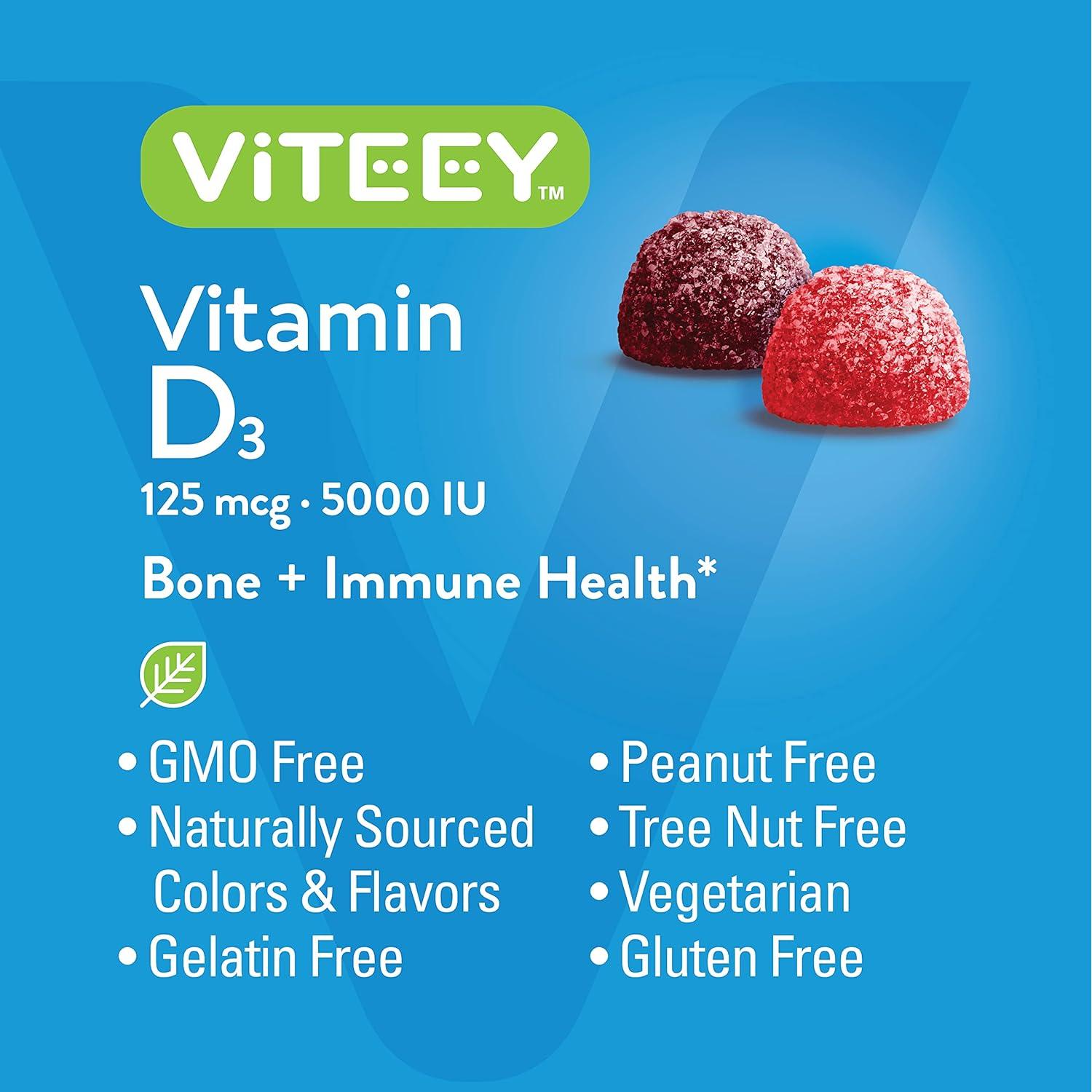 Gomitas de Vitamina D3 Viteey 5000 IU - 120 Unidades Vegetarianas