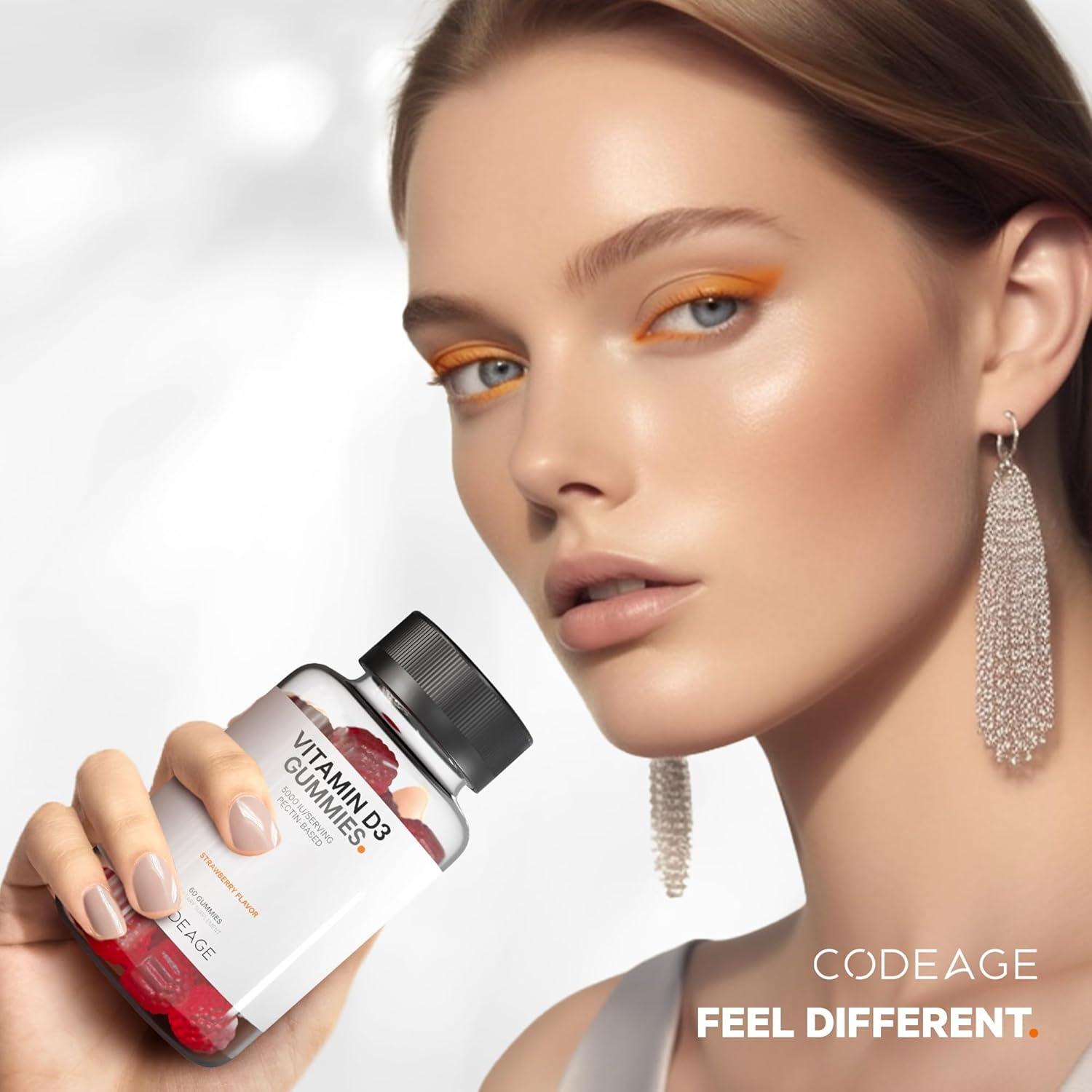 Vitaminas Gummy D3 Codeage 5000 IU 125 mcg Sabor Fresa - 2 Botellas