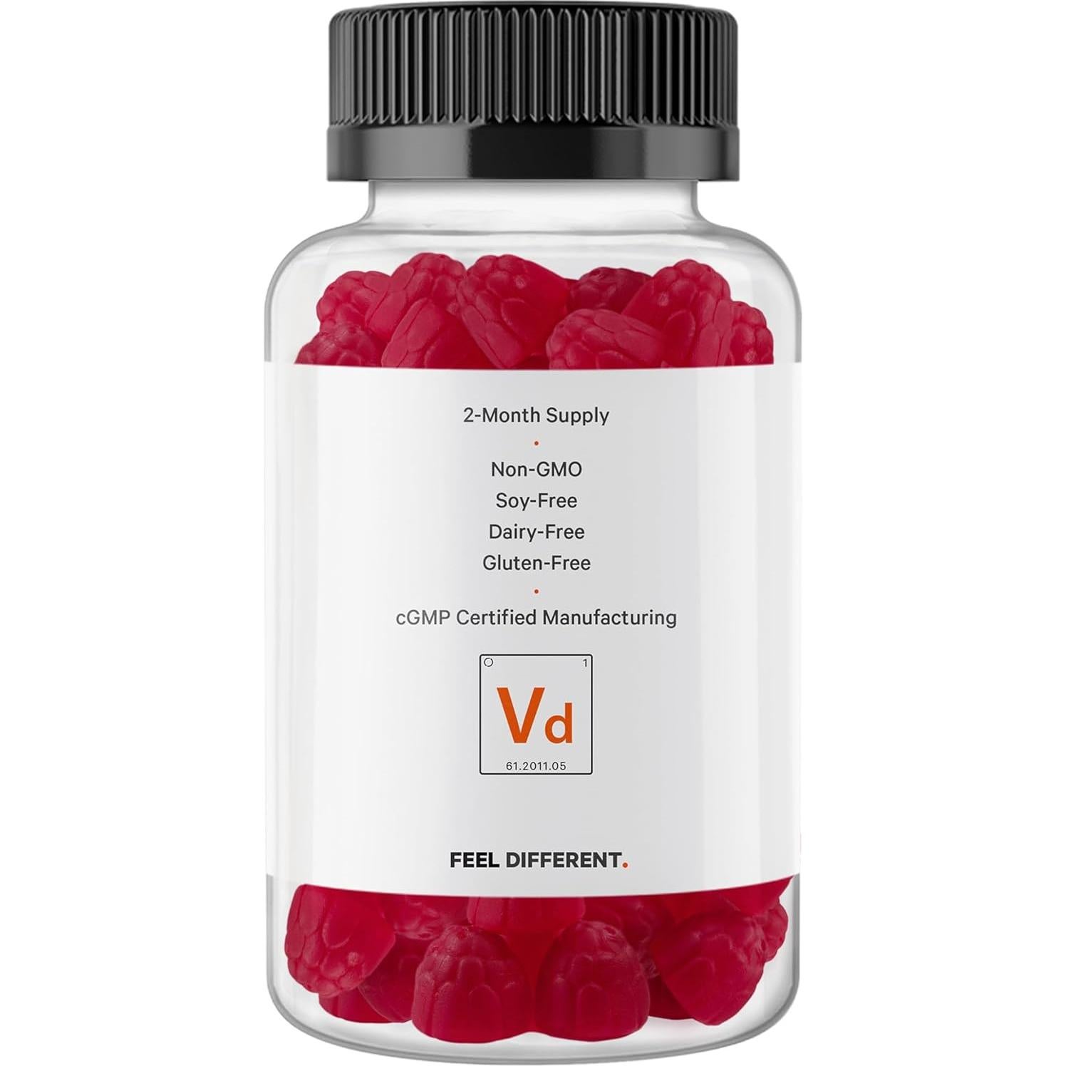 Vitaminas Gummy D3 Codeage 5000 IU 125 mcg Sabor Fresa - 2 Botellas