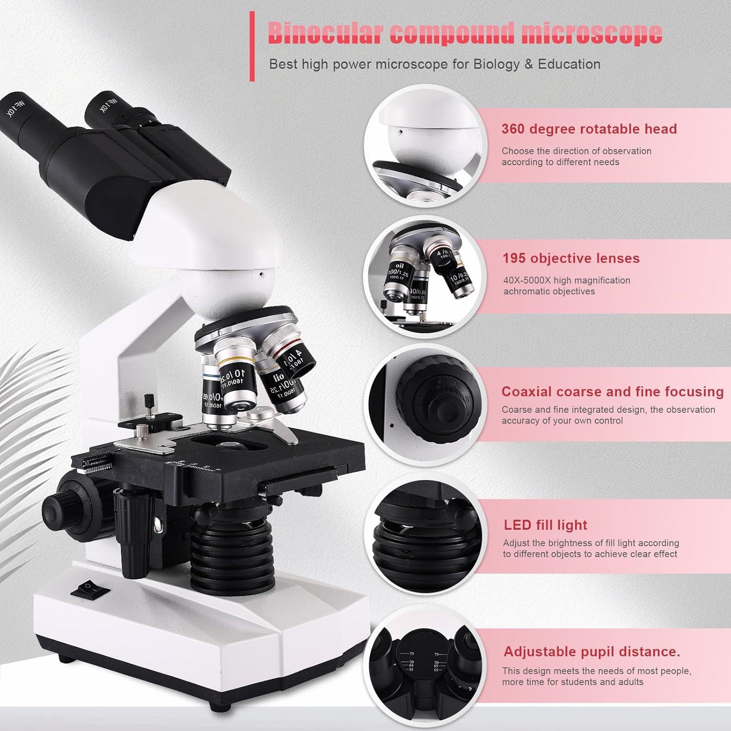 Microscopio binocular Woehrsh DHEH9143 40X-2000X USB LED