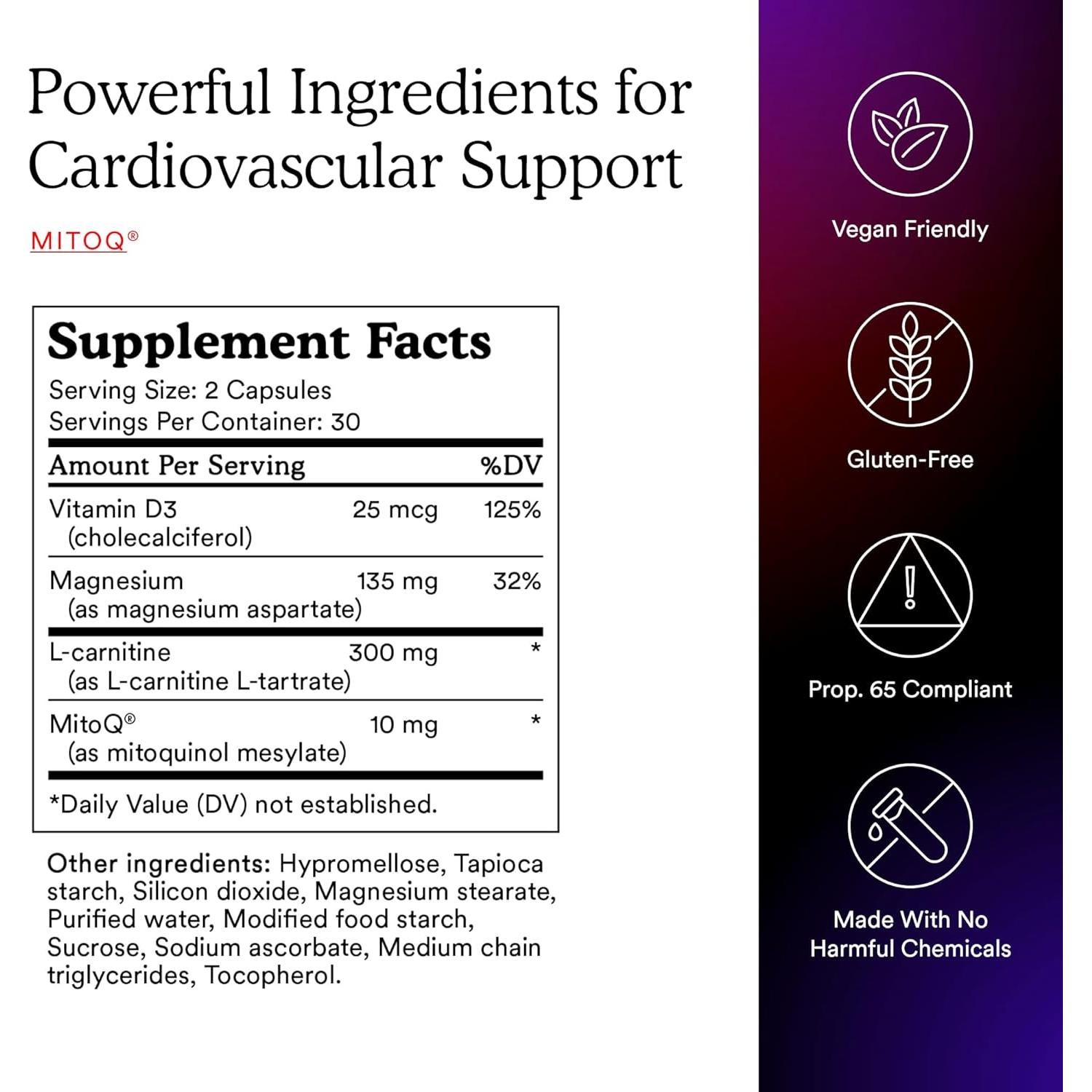 MitoQ +Corazón CoQ10 Antioxidante 60 Cápsulas - Salud Cardiovascular
