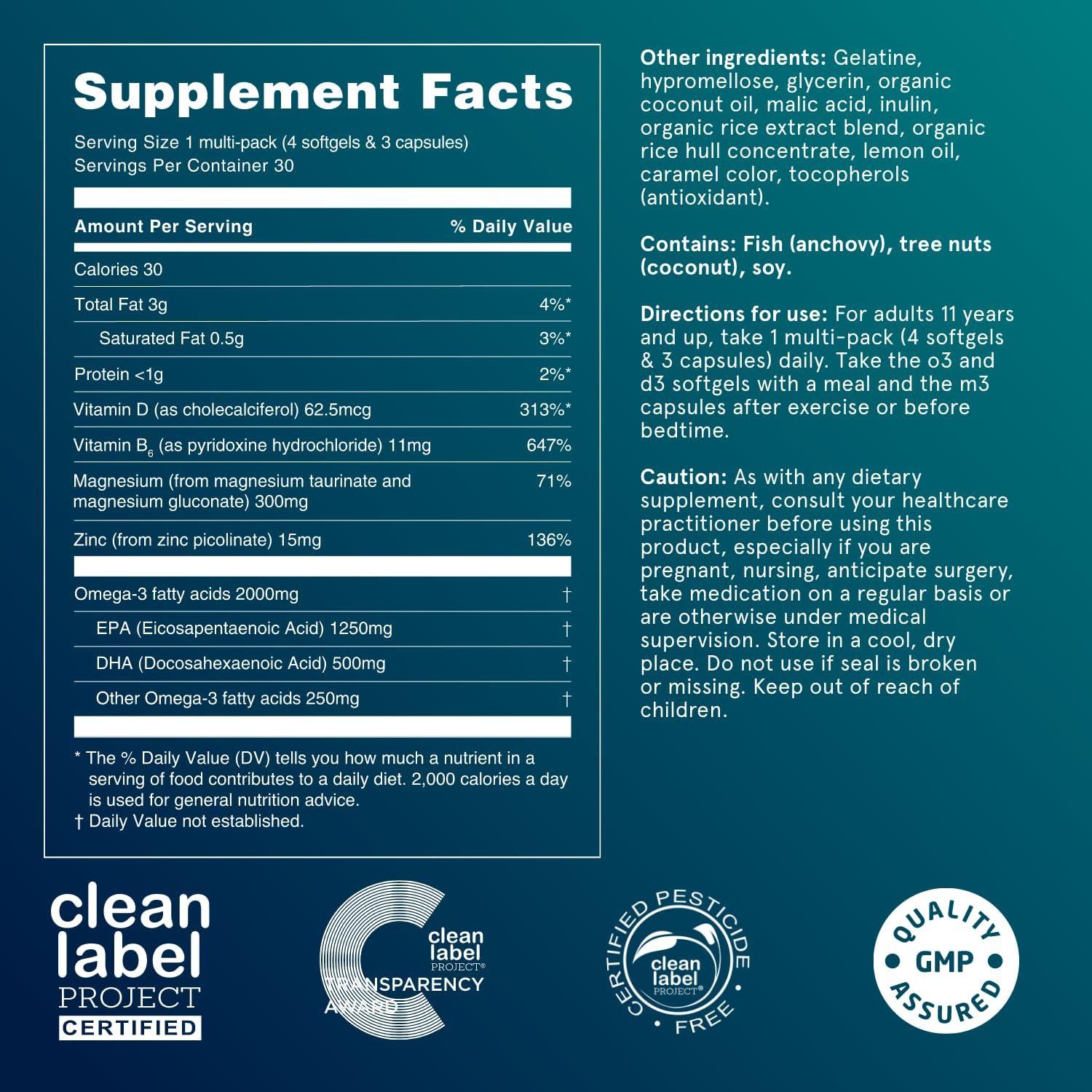 Puori P3 Multivitaminas 30 Porciones Omega 3 Vitamina D