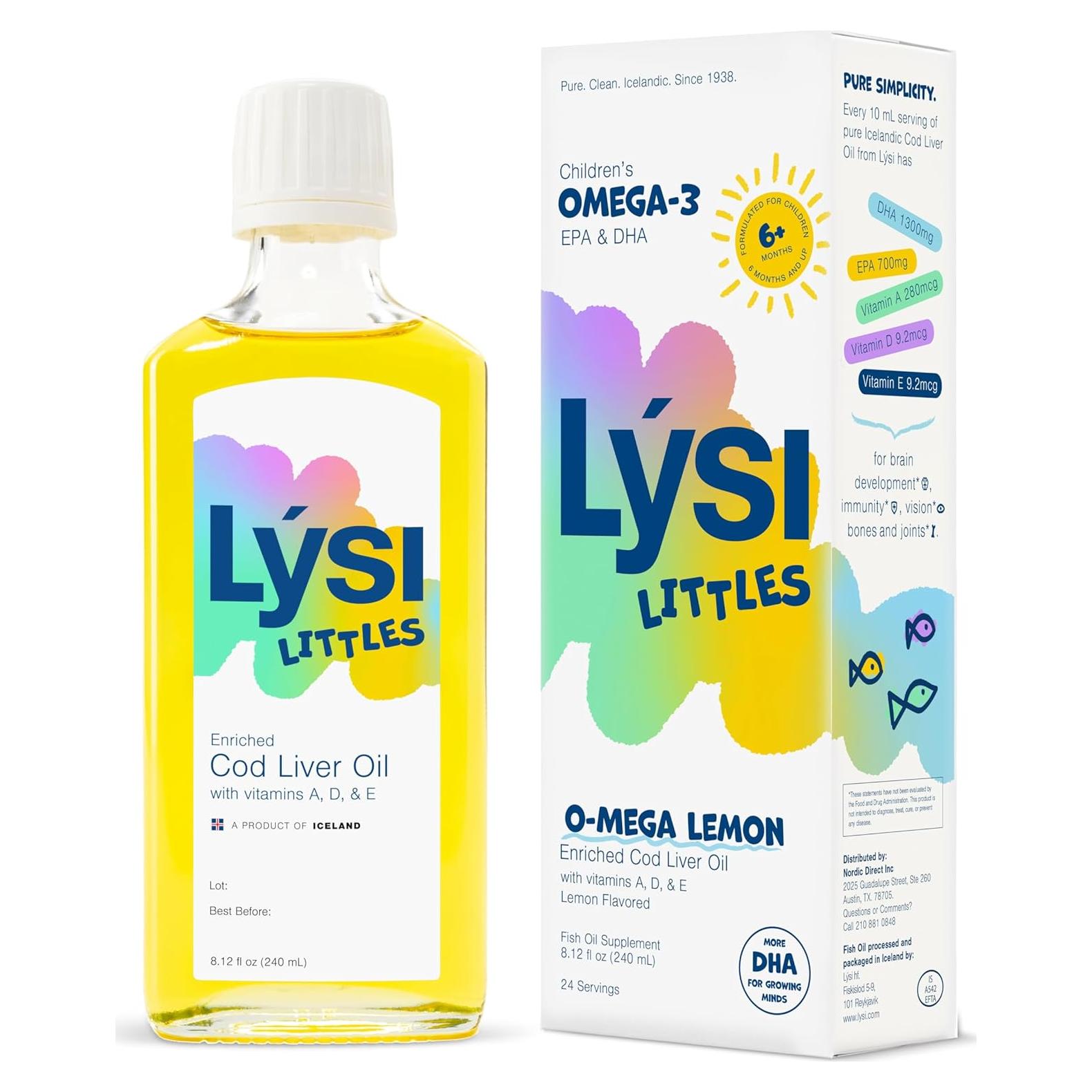 Lysi Littles Aceite de Hígado de Bacalao 1000 mg Omega-3 Limón