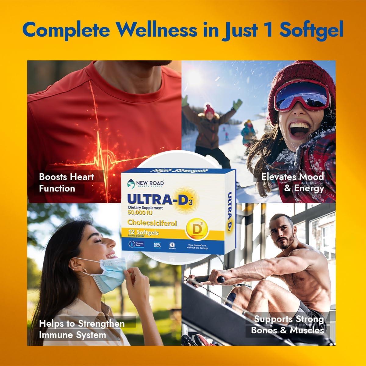 Vitamina D3 50,000 UI Suministro de Salud New Road 12 Softgels