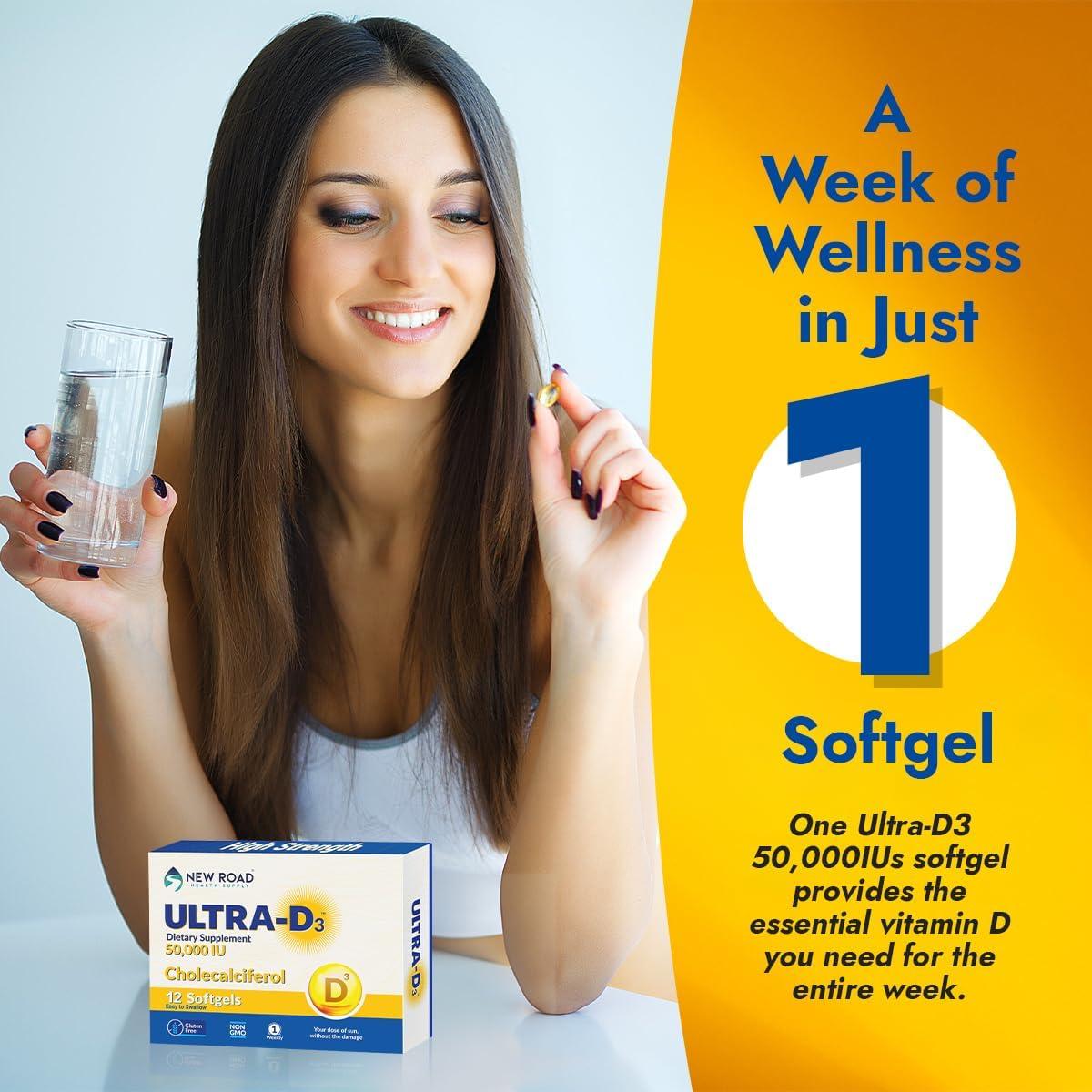 Vitamina D3 50,000 UI Suministro de Salud New Road 12 Softgels