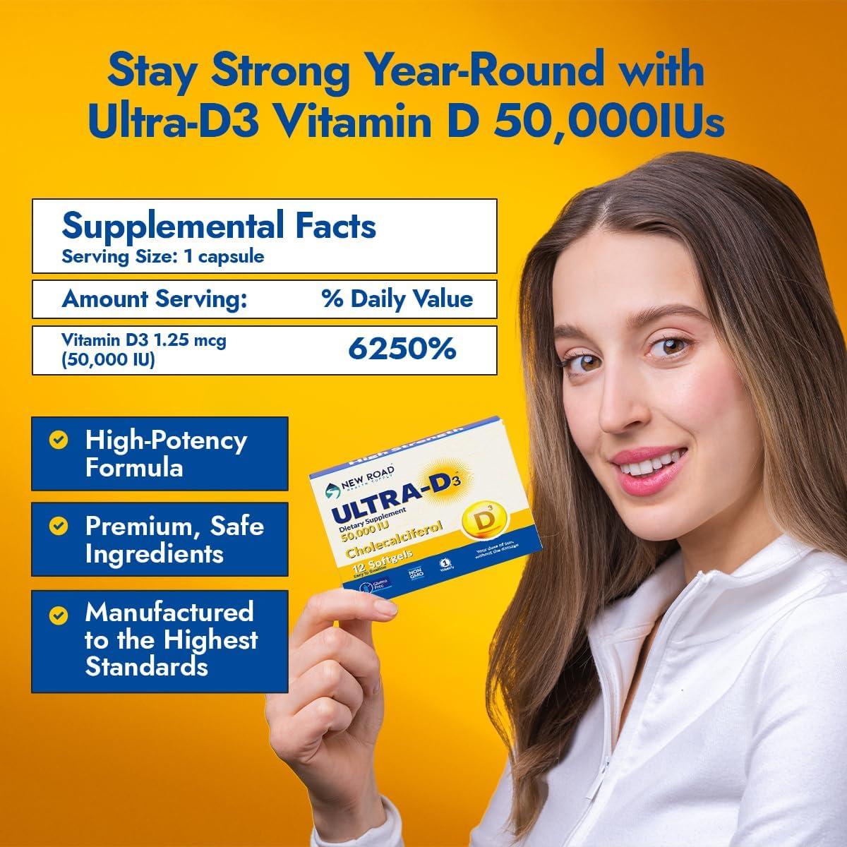 Vitamina D3 50,000 UI Suministro de Salud New Road 12 Softgels