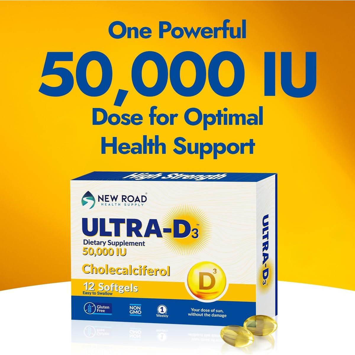 Vitamina D3 50,000 UI Suministro de Salud New Road 12 Softgels