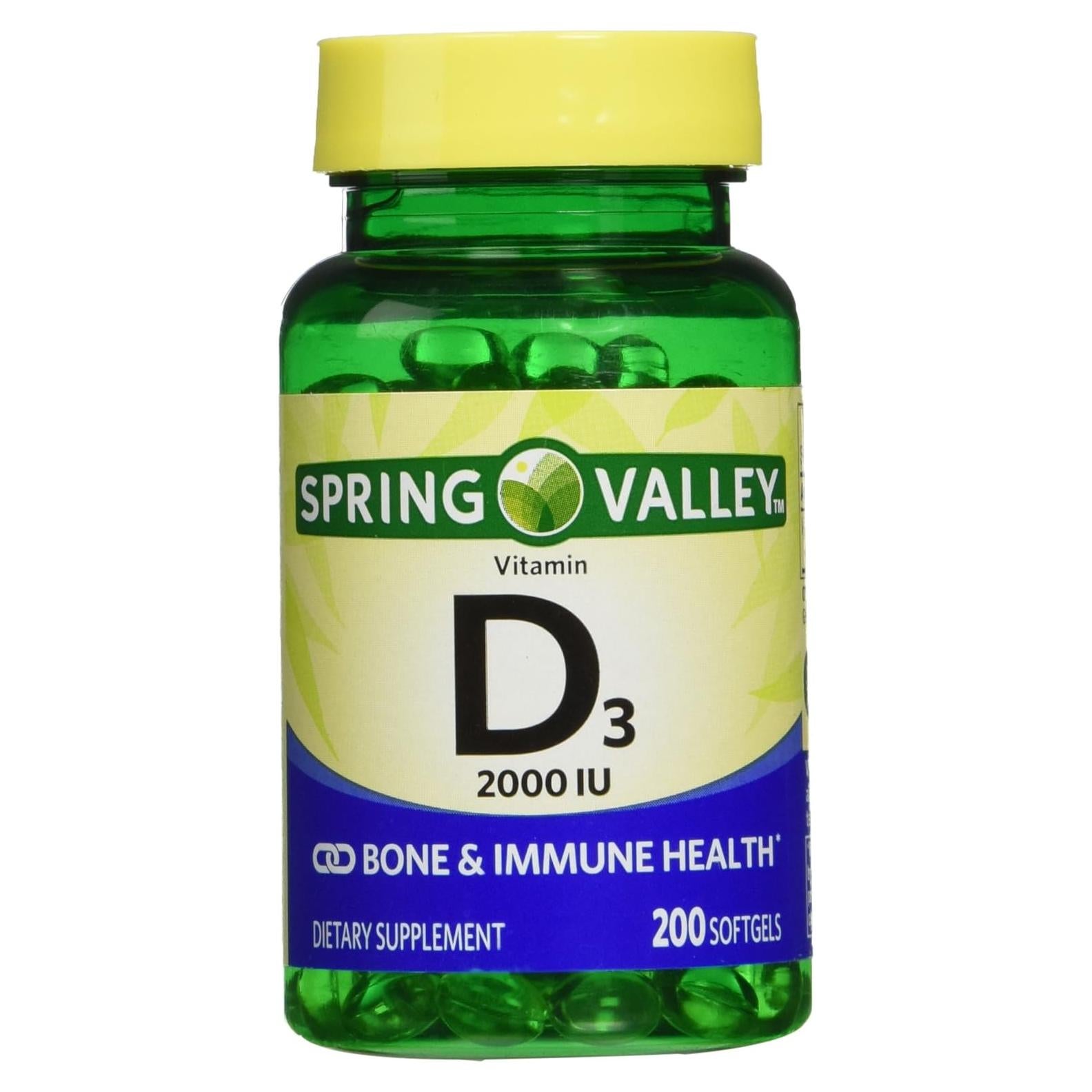 Paquete Doble Vitamina D3 2000 UI Spring Valley 200 Gelatinas