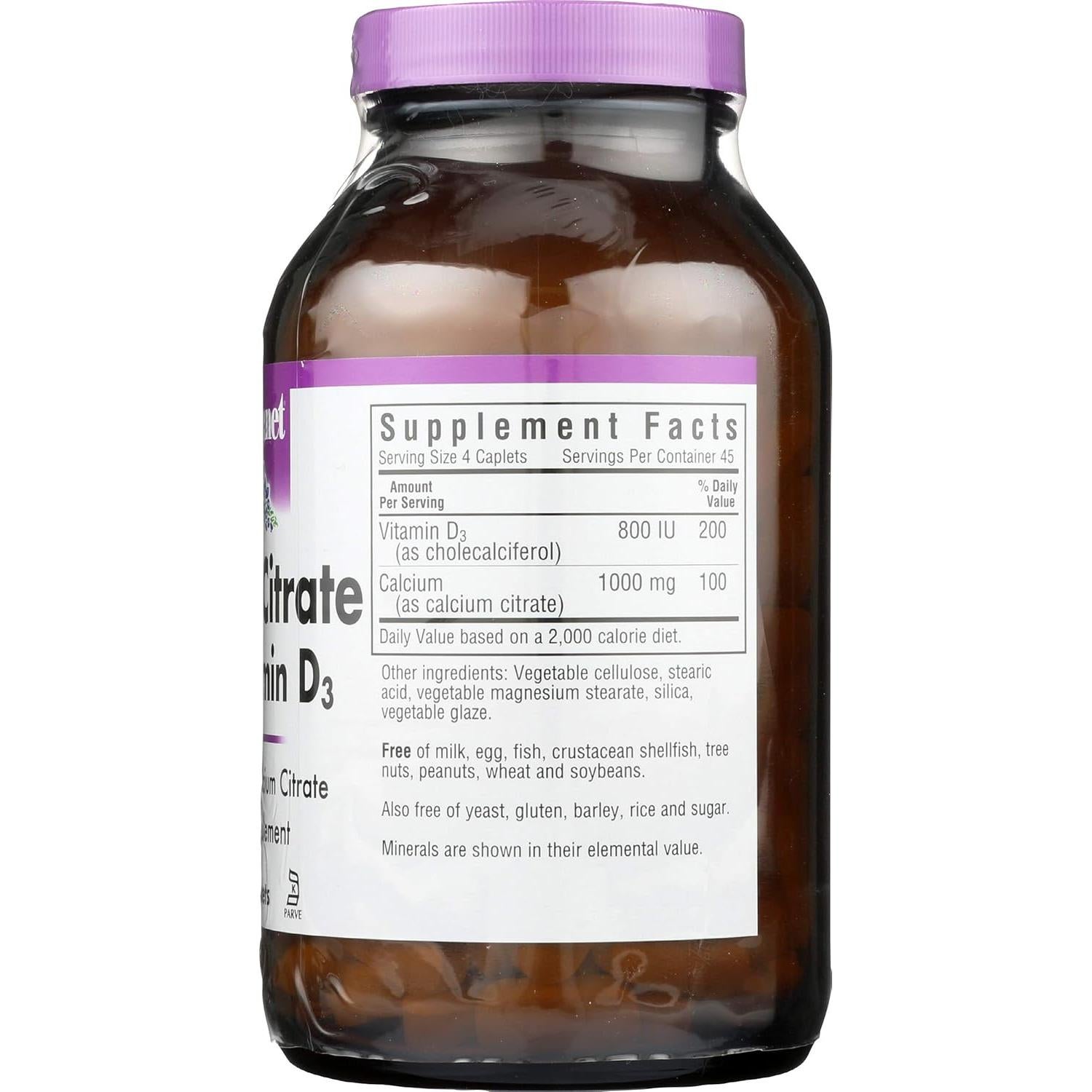 Citrato de Calcio con Vitamina D3 Bluebonnet 180 Cápsulas