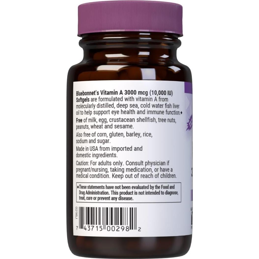 Vitamina A 10,000 UI Bluebonnet - 100 Gelatinas Blandas