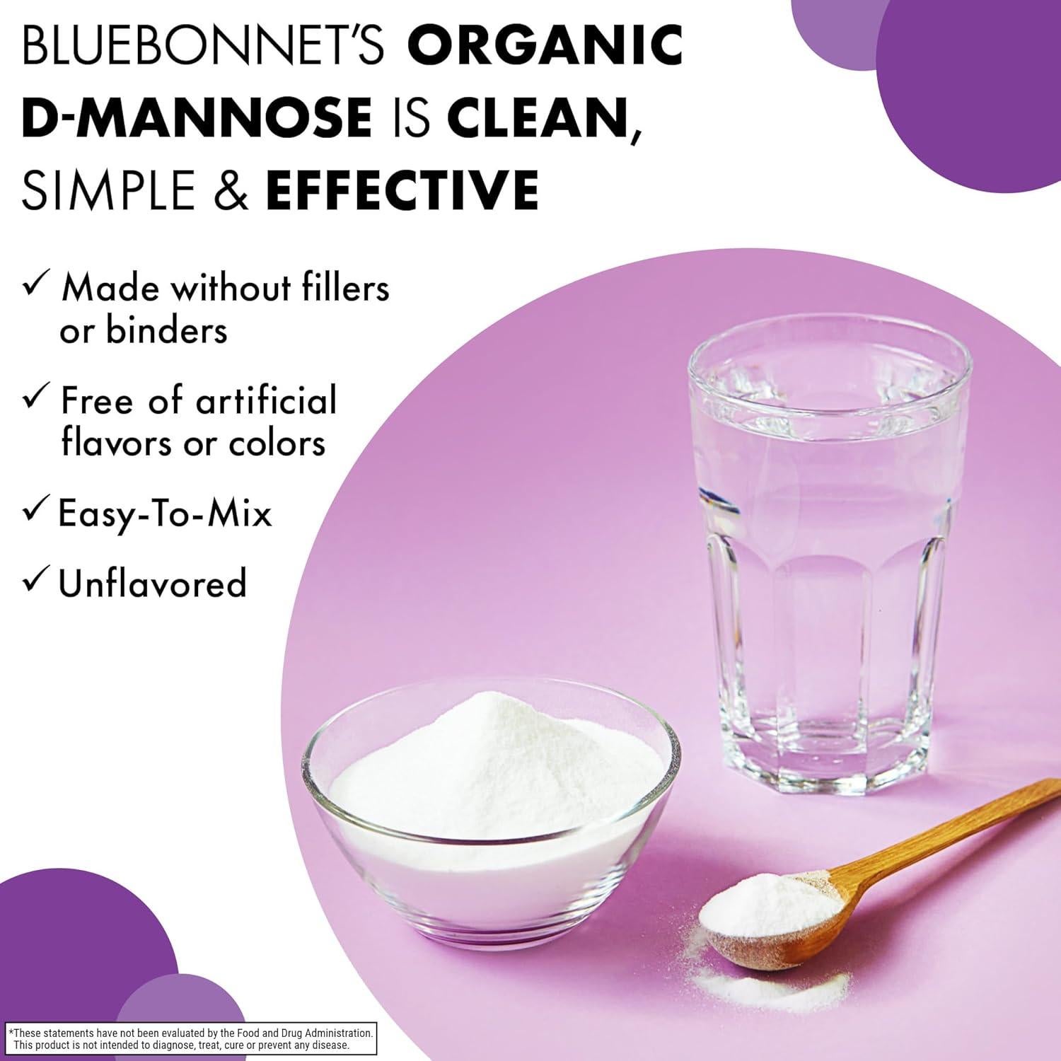 Polvo D-Mannose Orgánico BlueBonnet 2000 mg - 85 Porciones