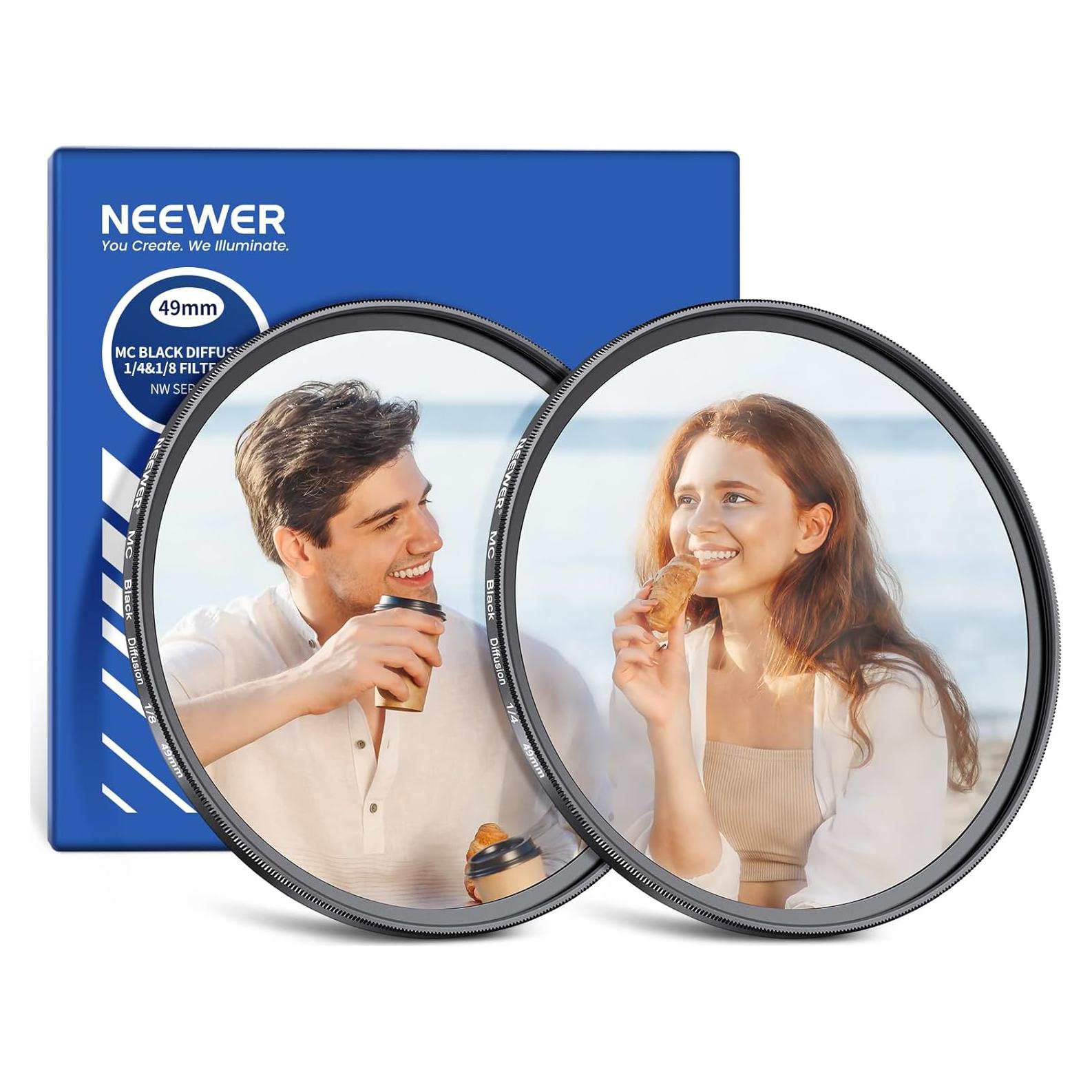 Filtro de Lente de Difusión Negra NEEWER 49mm 1/4 y 1/8