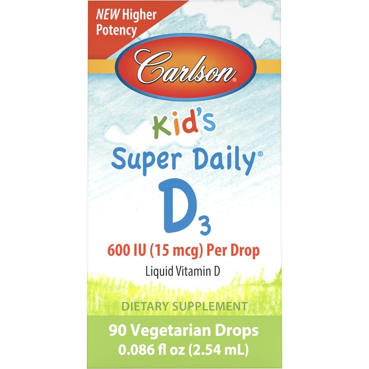 Gotas de Vitamina D3 para Niños Carlson 600 IU 90 Gotas