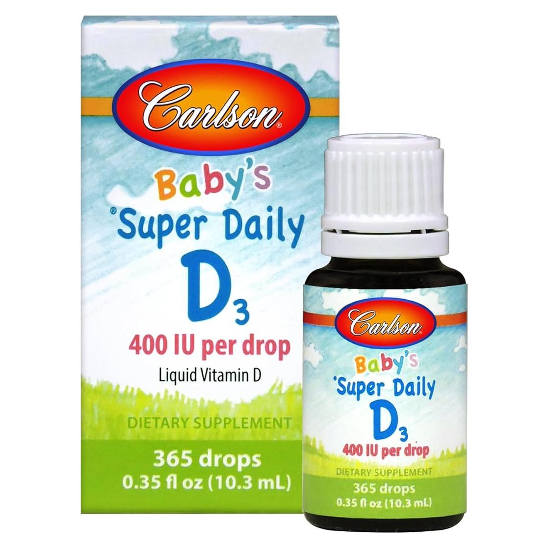Suplemento de Vitamina D3 Líquida Carlson Labs 400 IU