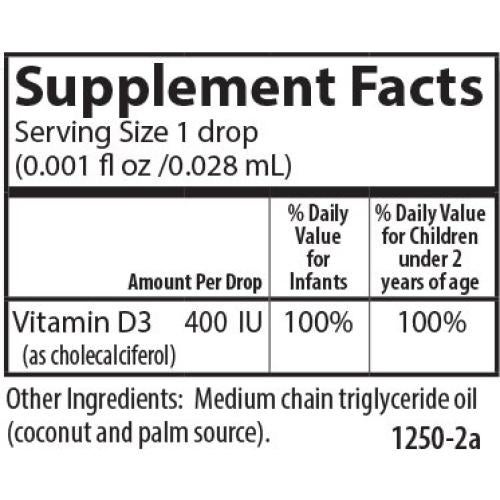 Suplemento de Vitamina D3 Líquida Carlson Labs 400 IU