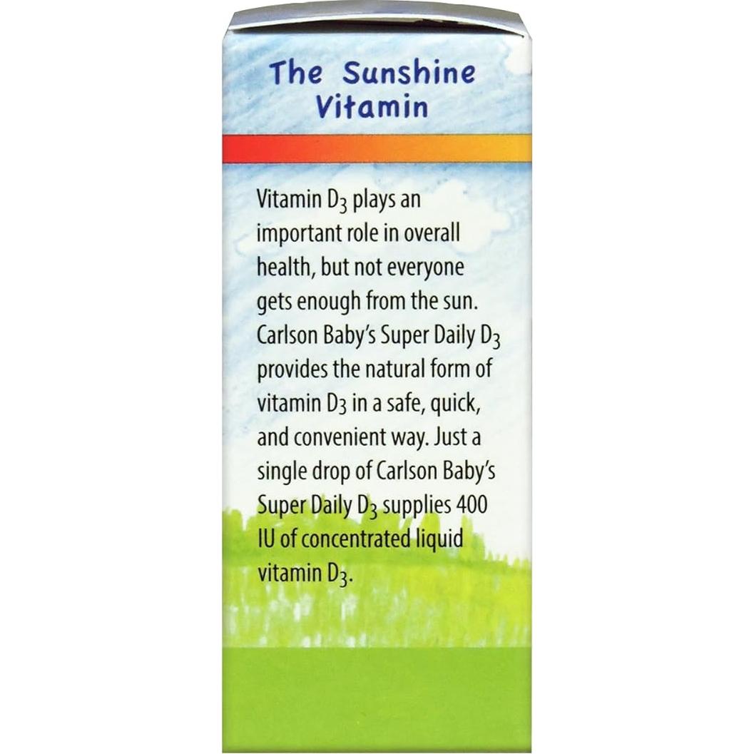 Suplemento de Vitamina D3 Líquida Carlson Labs 400 IU