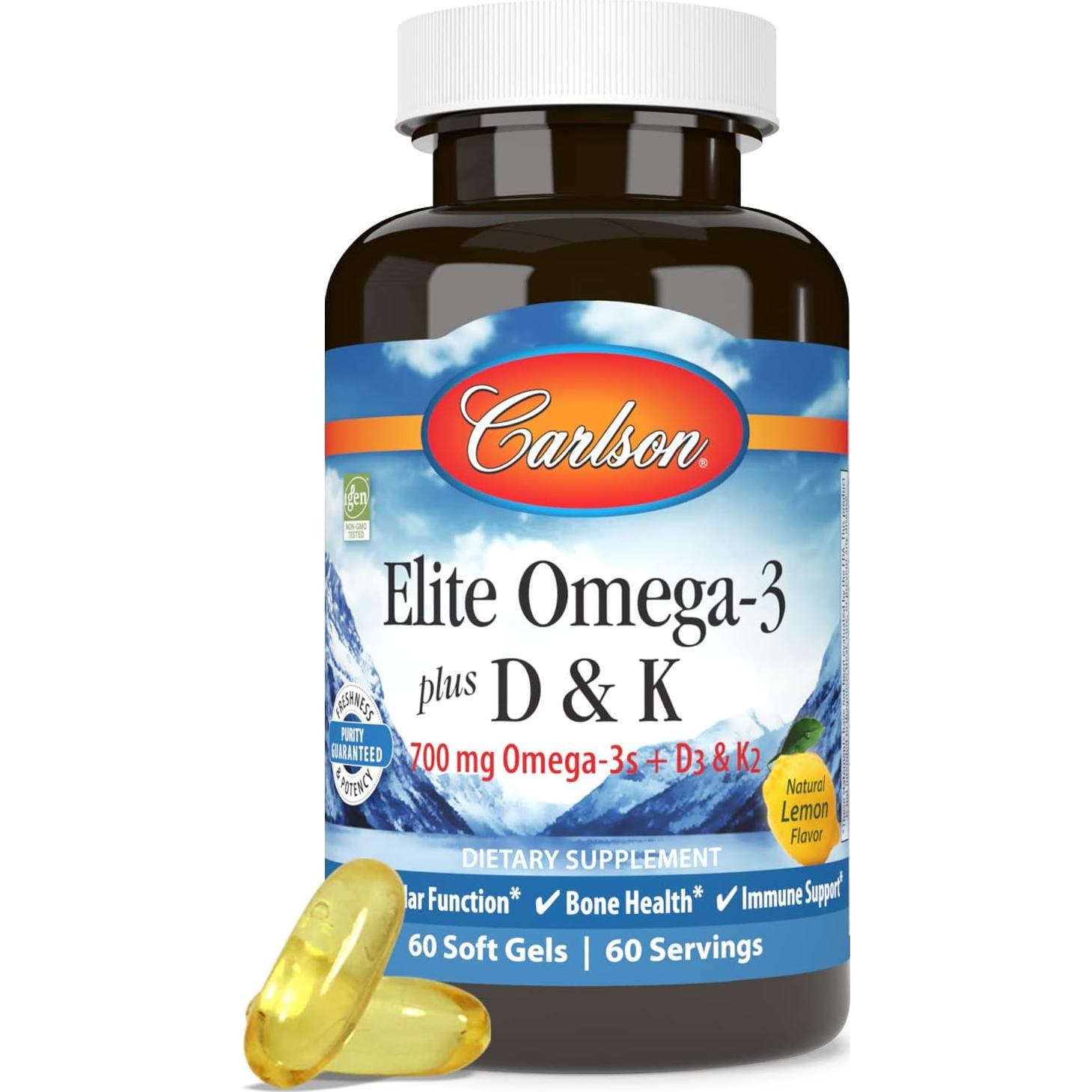 Suplemento Omega-3 Carlson Elite D3 K2 700 mg 60 Gelatinas