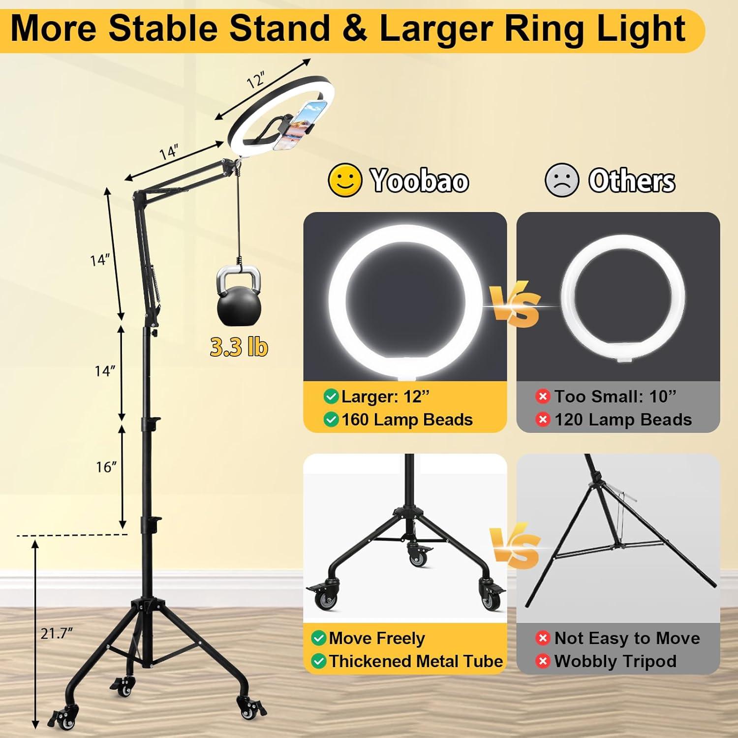 Luz de Anillo LED Yoobao 30.48 cm con Trípode 205.74 cm