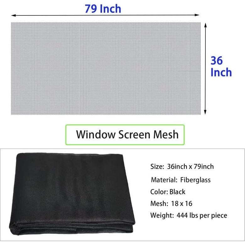 Malla de Pantalla de Ventana Fibra de Vidrio 91.44x200.66cm Carbón