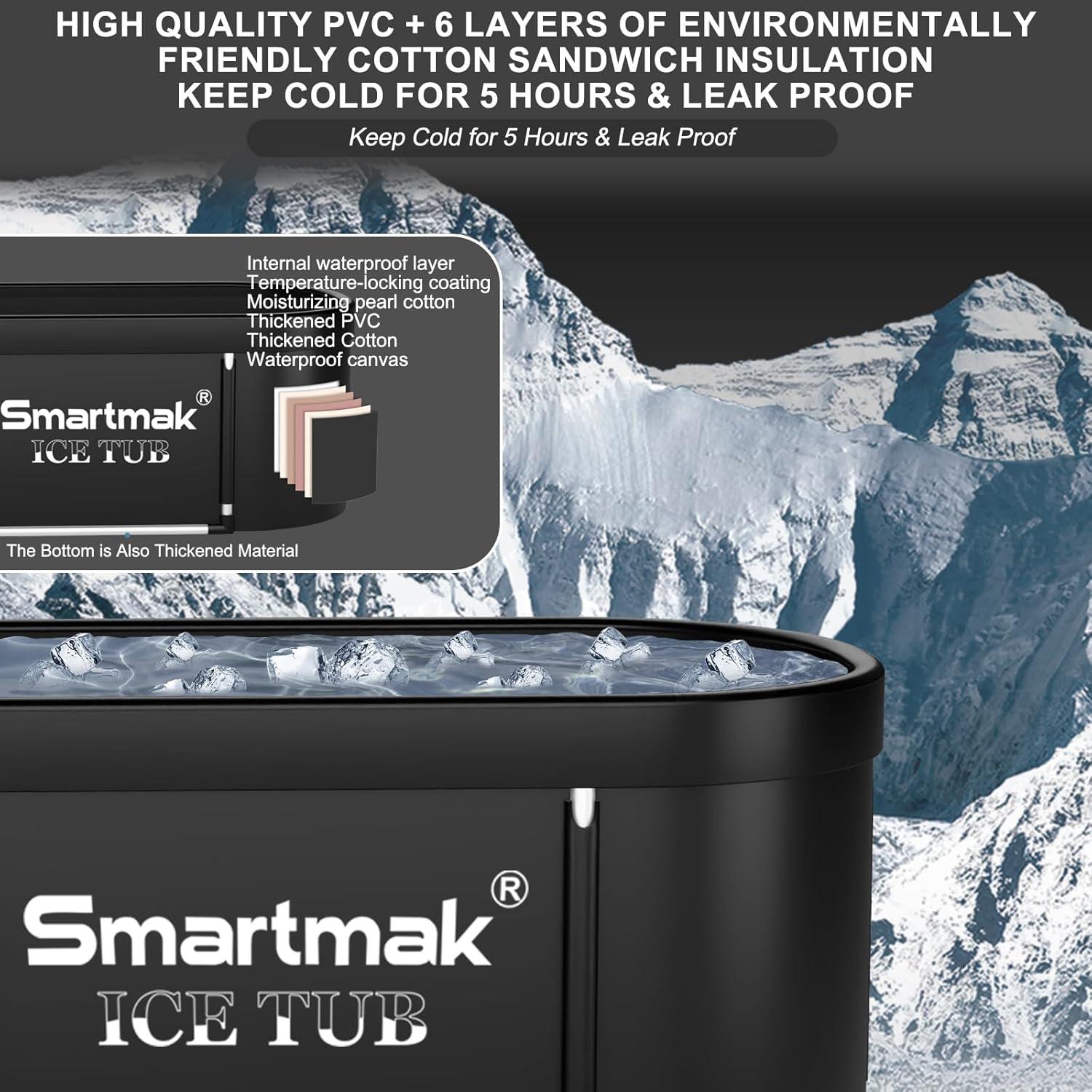 Bañera de Hielo Smartmak XL Portátil con Tapa Negra