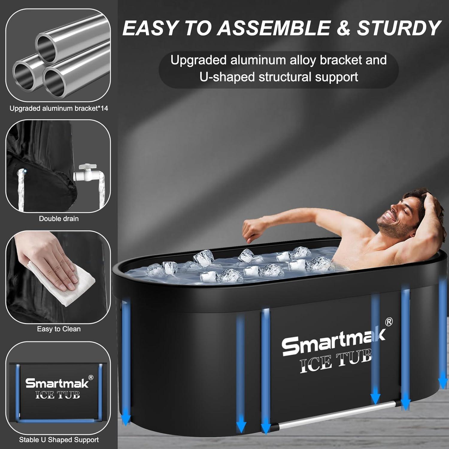 Bañera de Hielo Smartmak XL Portátil con Tapa Negra