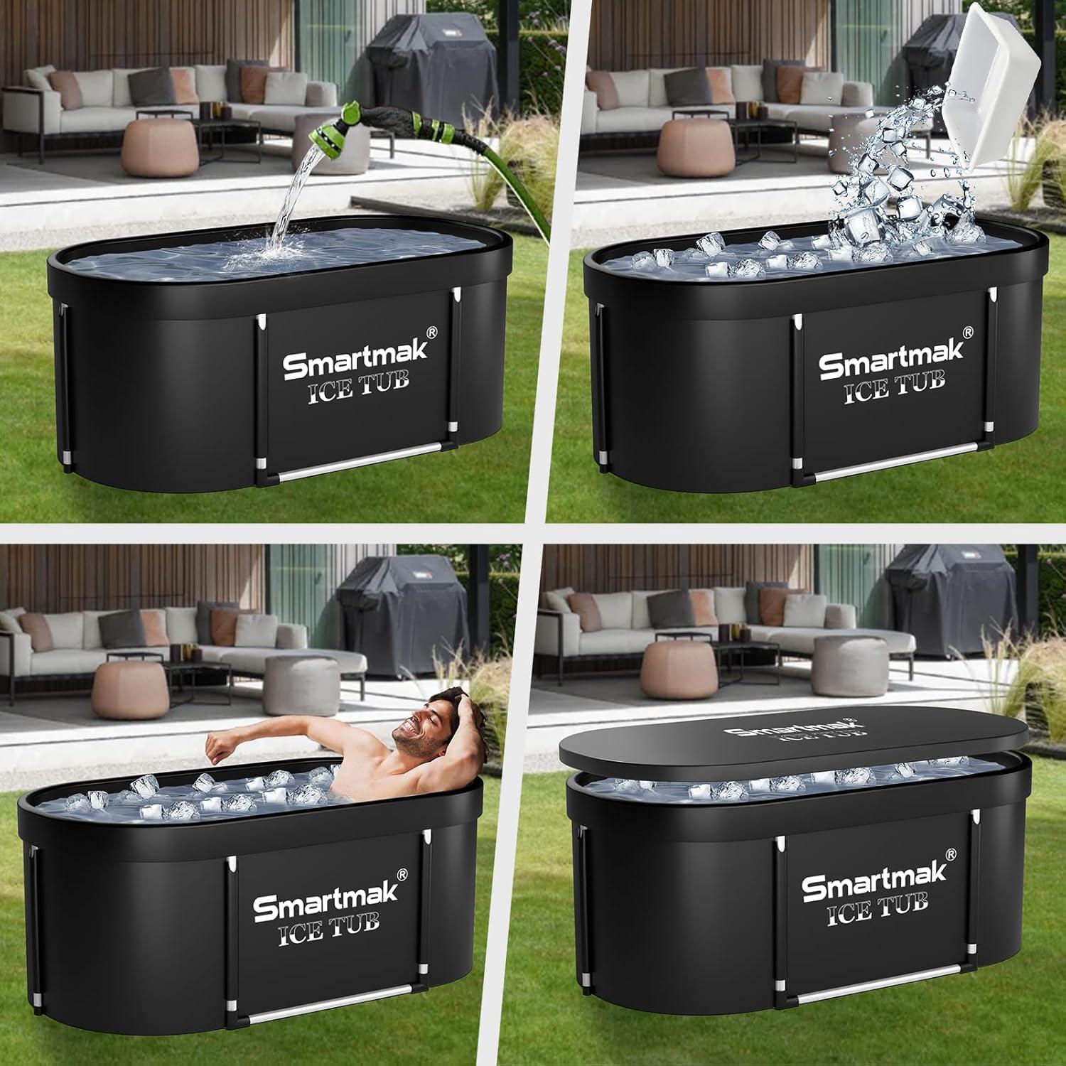 Bañera de Hielo Smartmak XL Portátil con Tapa Negra